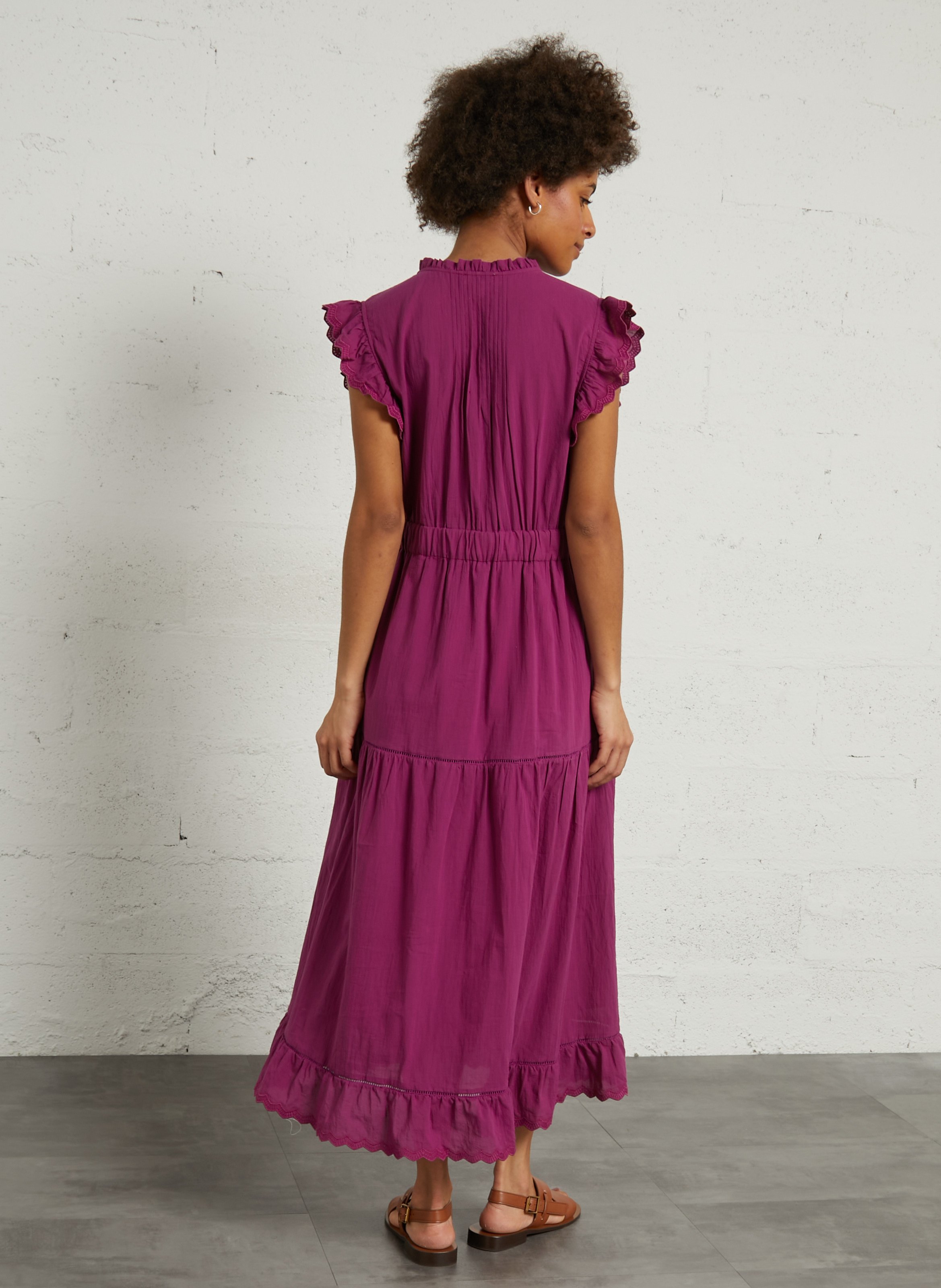 Robe longue col V en coton  SEE U SOON Violet