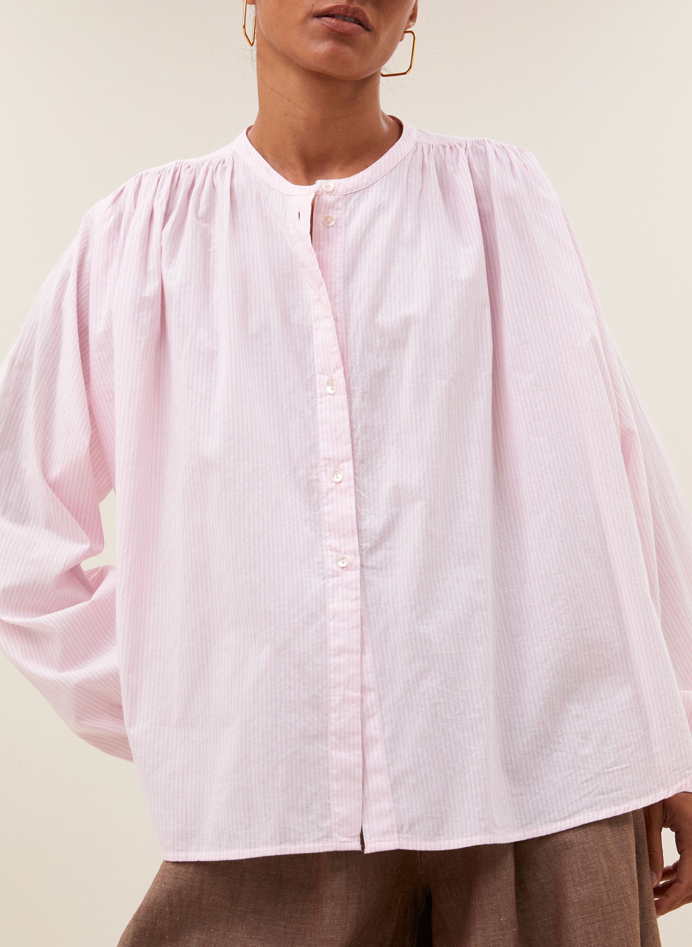 Oversize Bluse aus bedruckter Baumwolle BY BAR Rosa