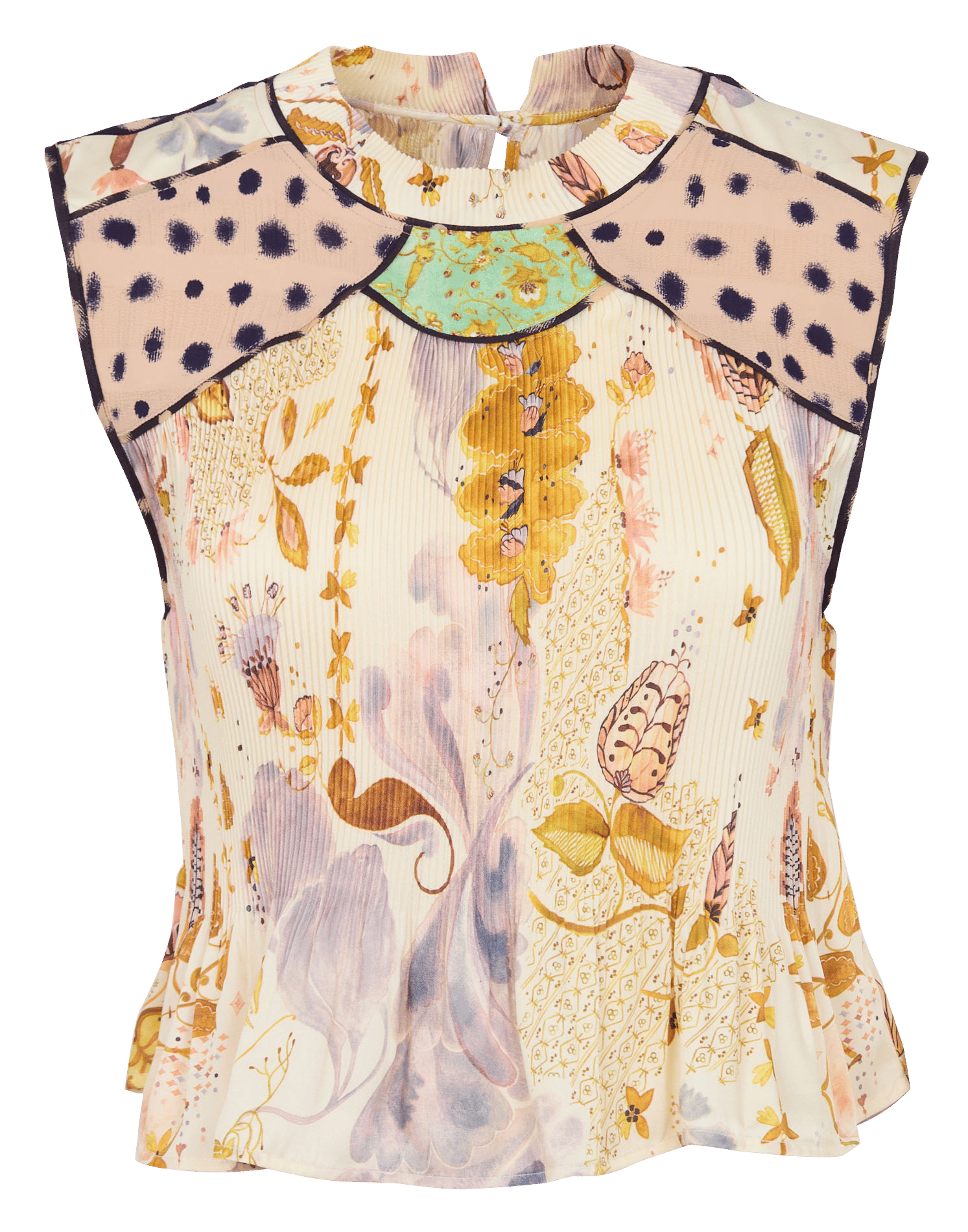 Top droit col rond imprimé COTELAC Blanc