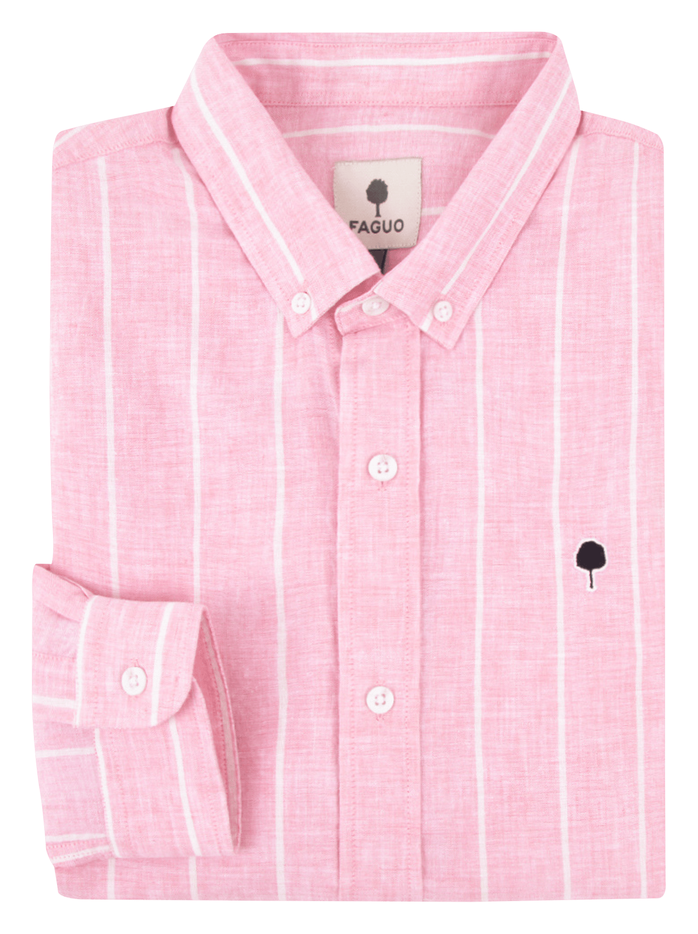 Gerade gestreiftes Hemd aus Baumwolle und Leinen FAGUO Rosa