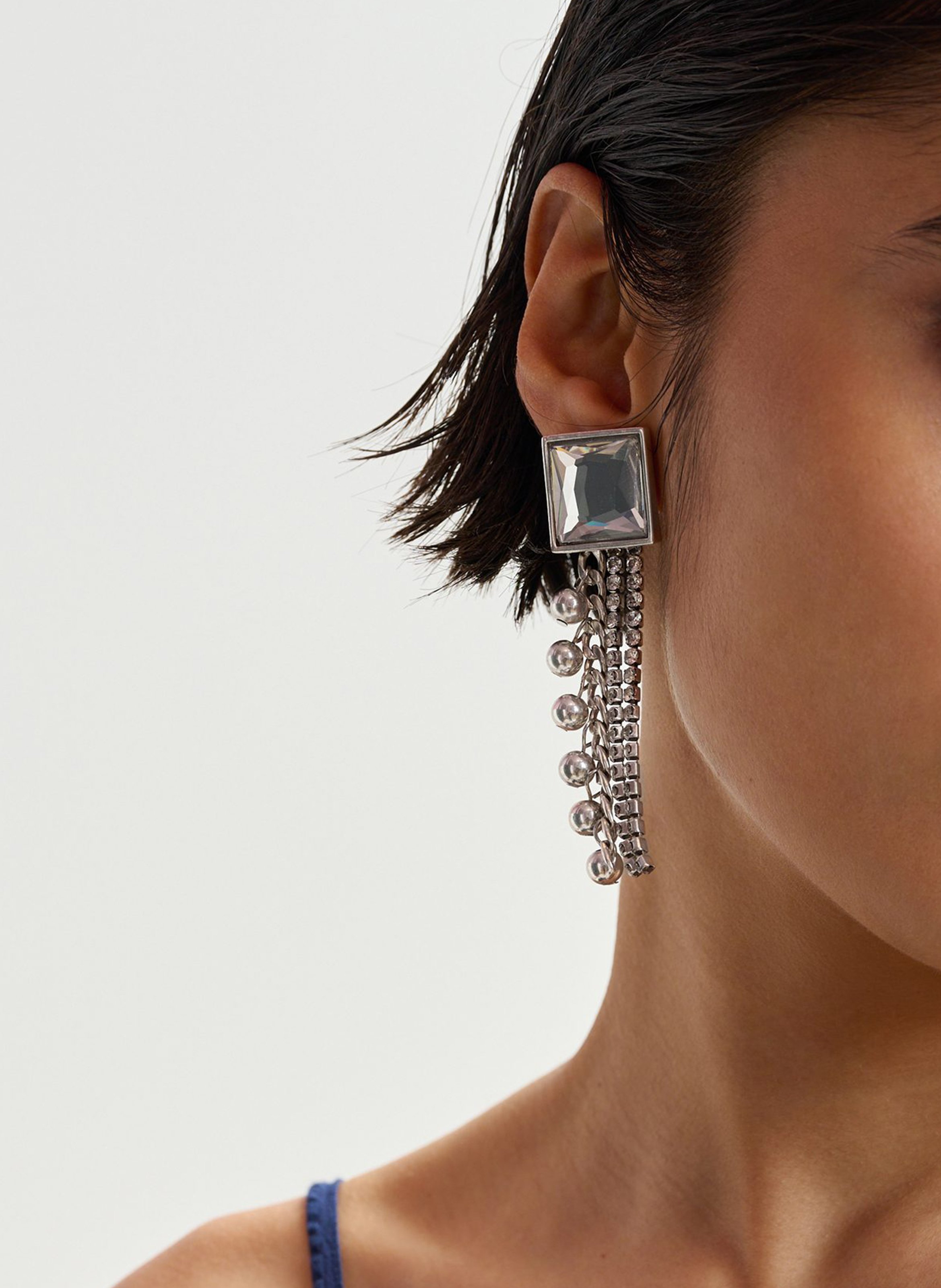 Boucles d'oreilles pendantes à strass ESSENTIEL ANTWERP Argent
