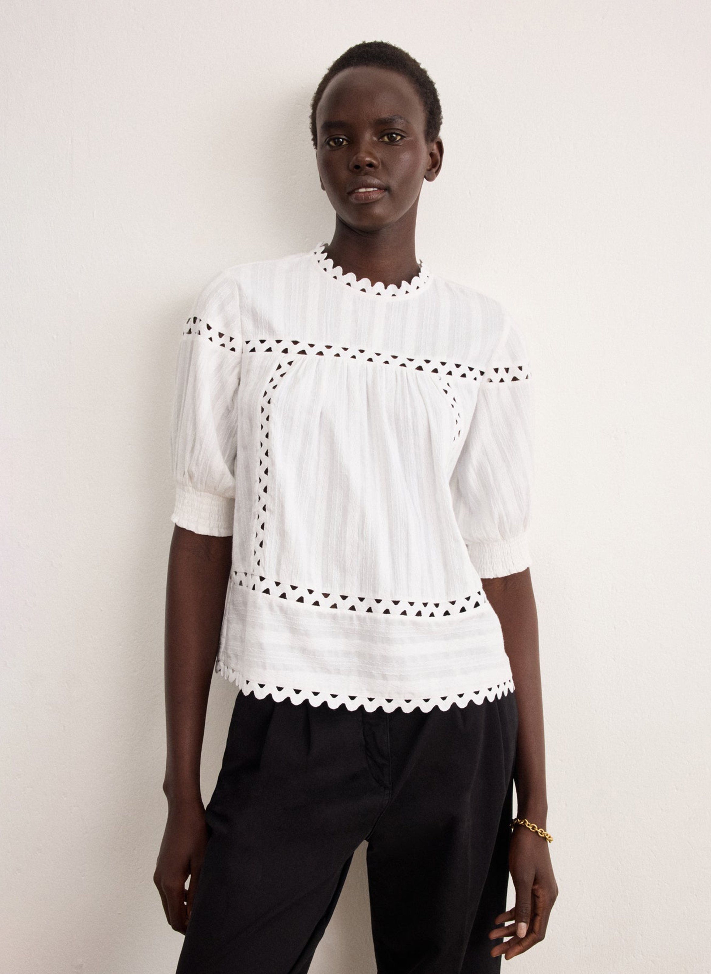 Top recto cuello redondo de algodón PABLO Blanco