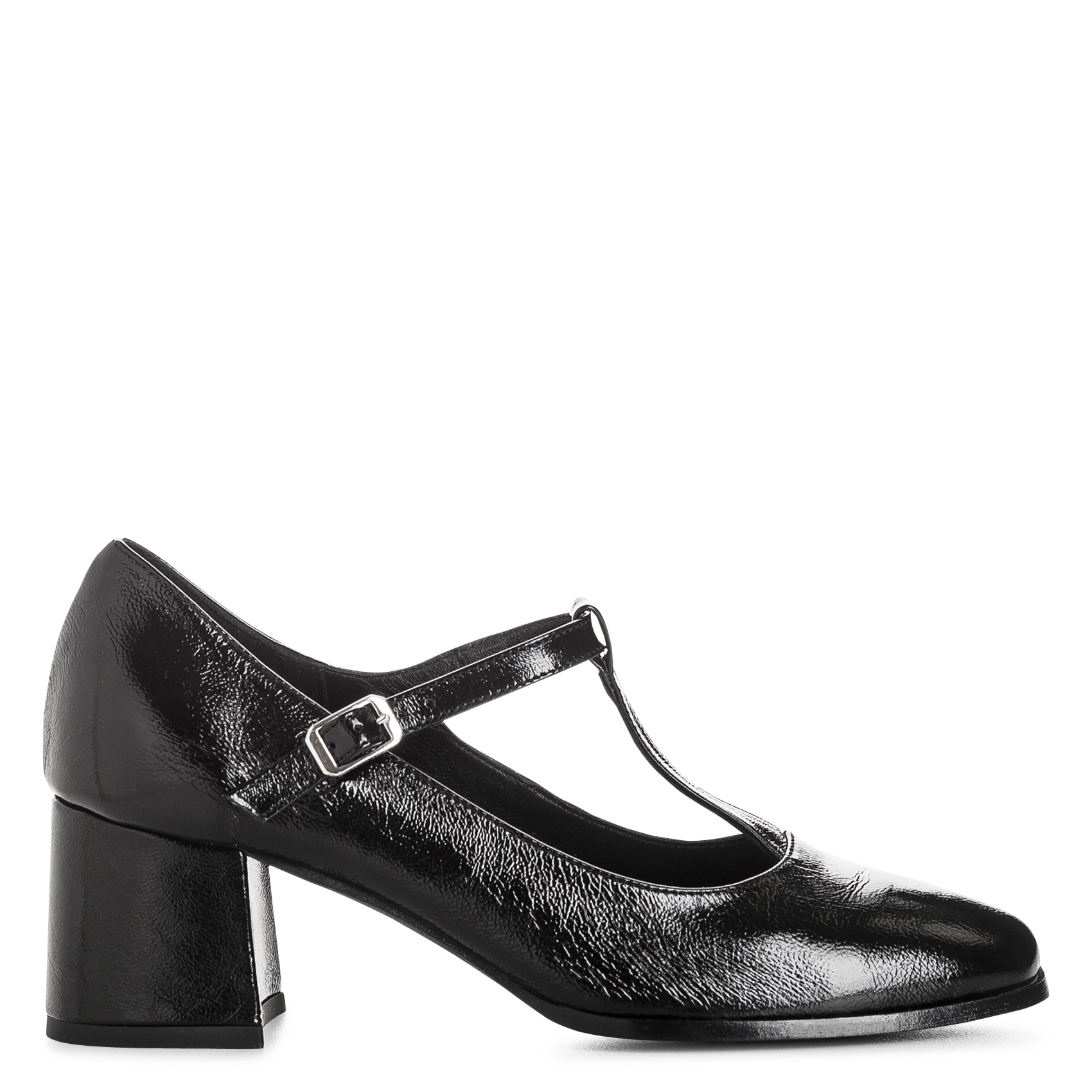 Pumps mit Riemen aus Lackleder REQINS Schwarz