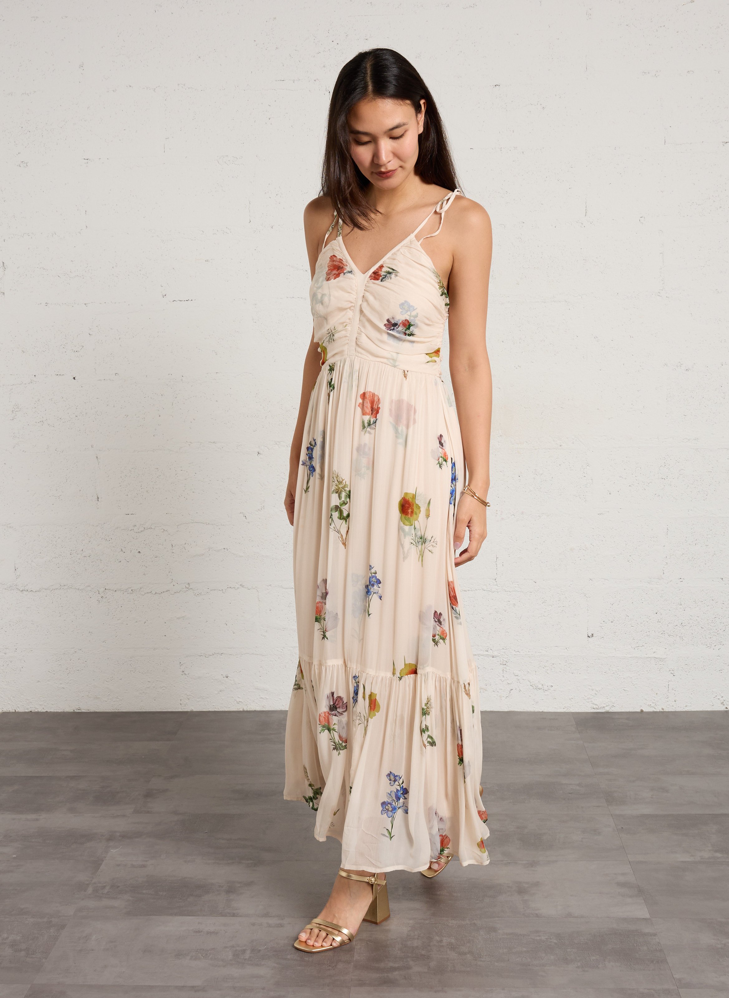 Bedrucktes Maxikleid aus 100% Viskose BERENICE Mehrfarbig