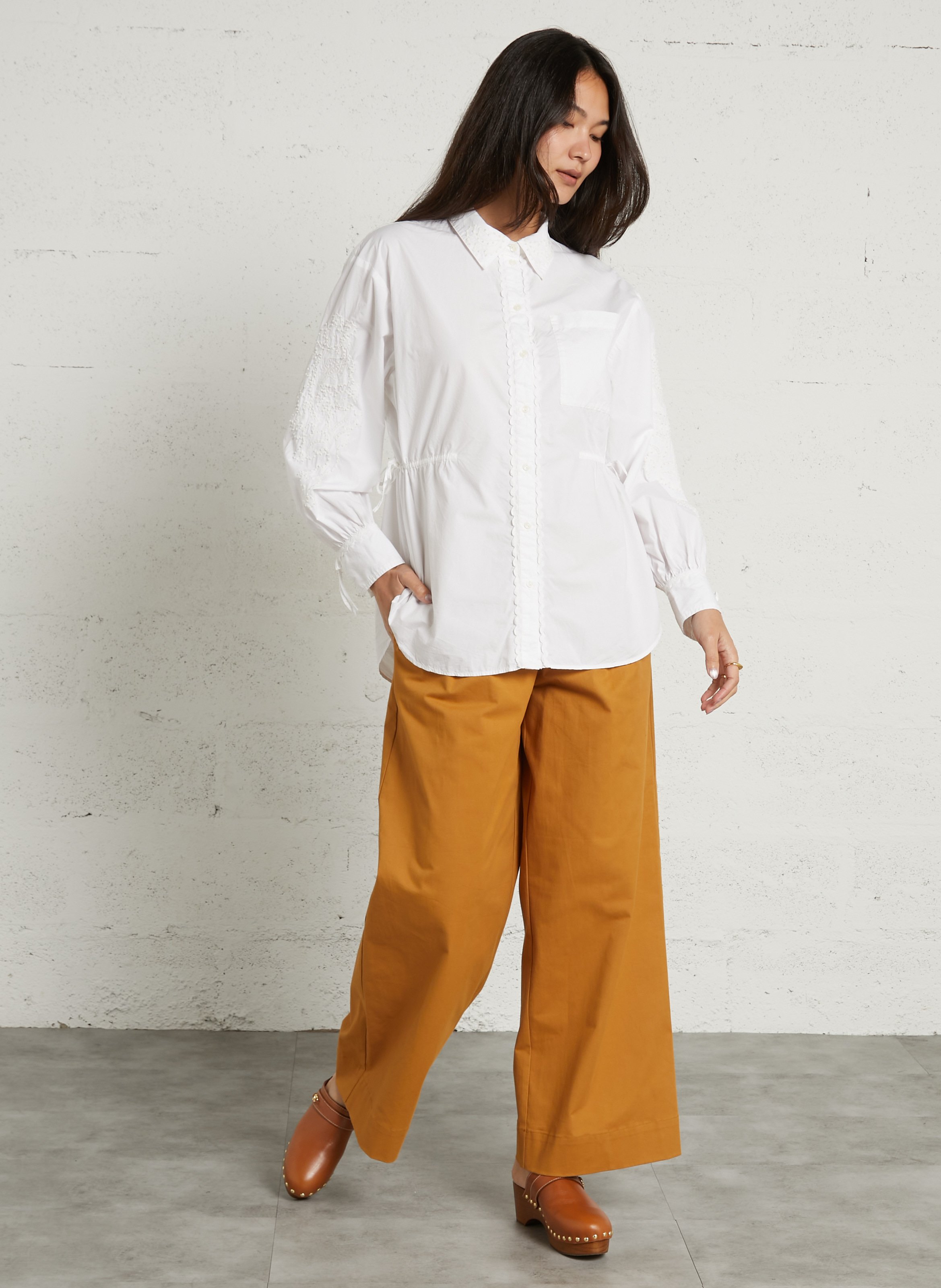 Organic cotton shirt with classic collar LOUISE MISHA Beige
