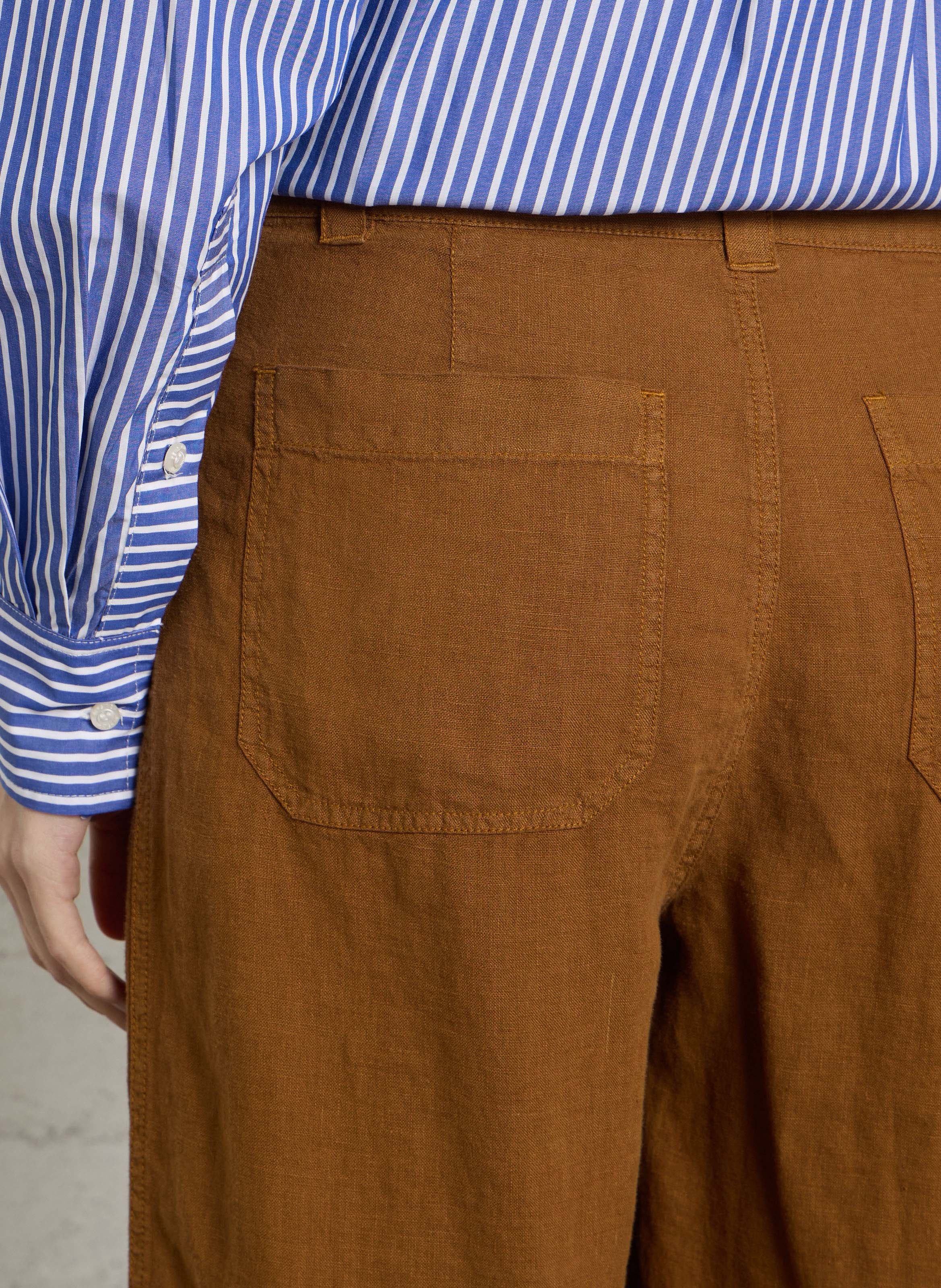 Rechte linnen pantalon BENSIMON Bruin
