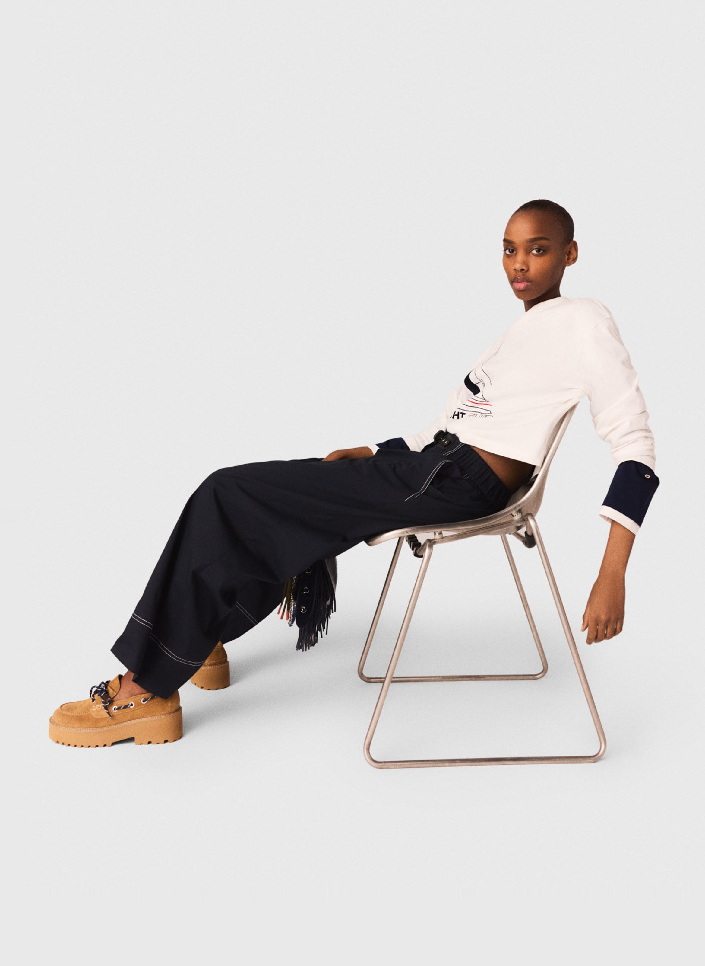 Pantalon large en coton mélangé MAJE Bleu
