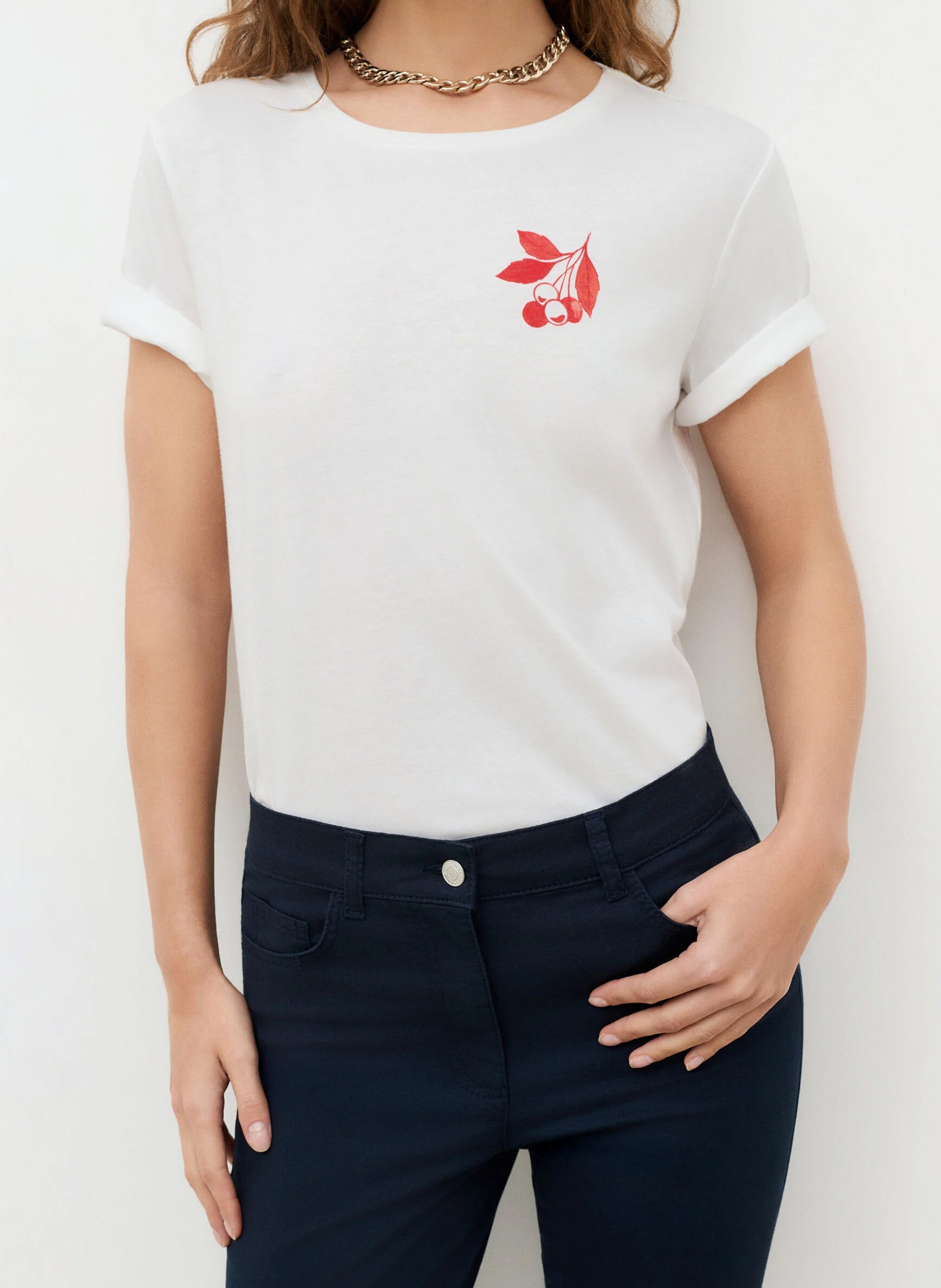 Katoenen T-shirt met ronde hals CAROLL Rood