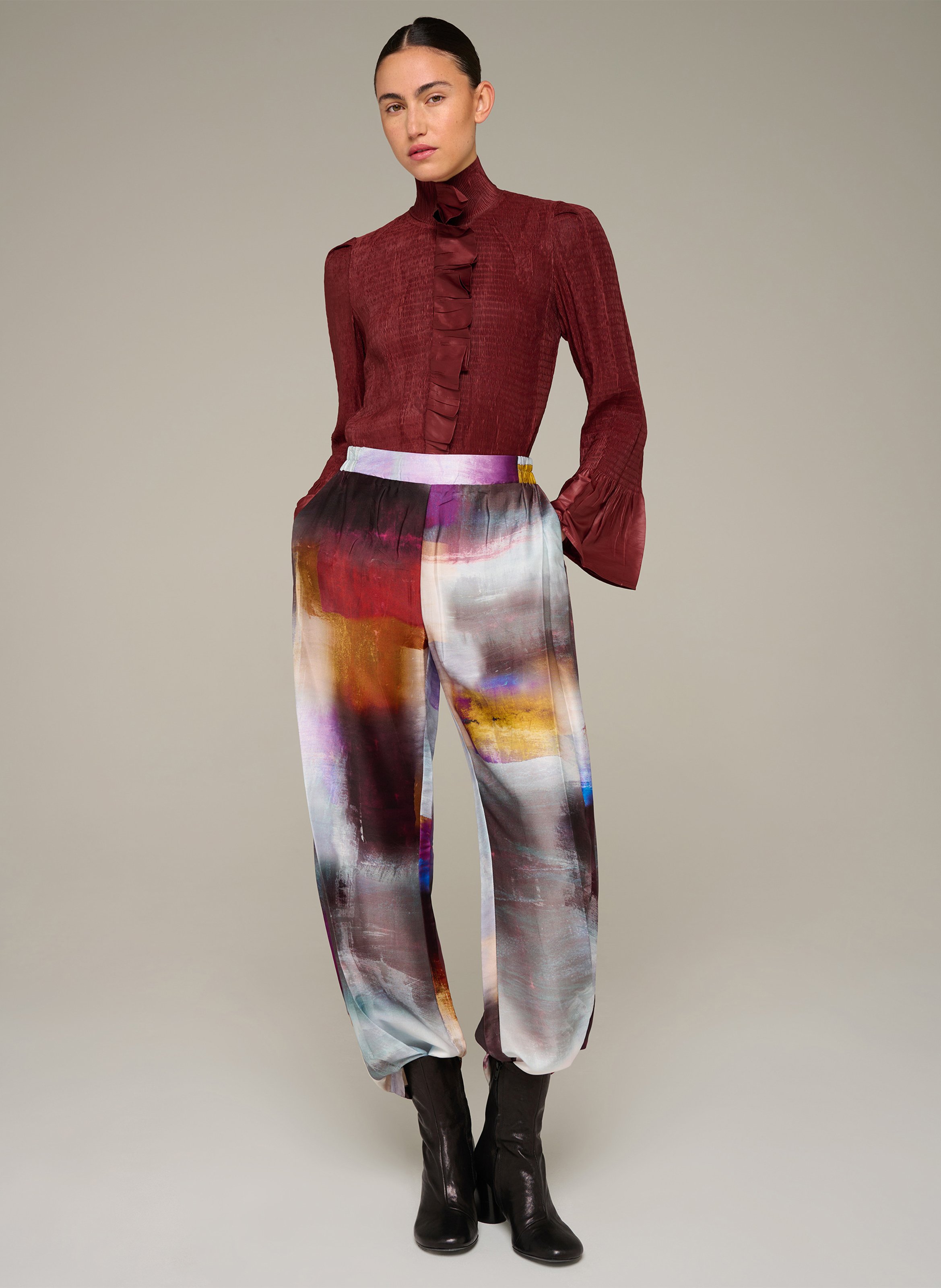 Printed wide-leg pants COTELAC Blue