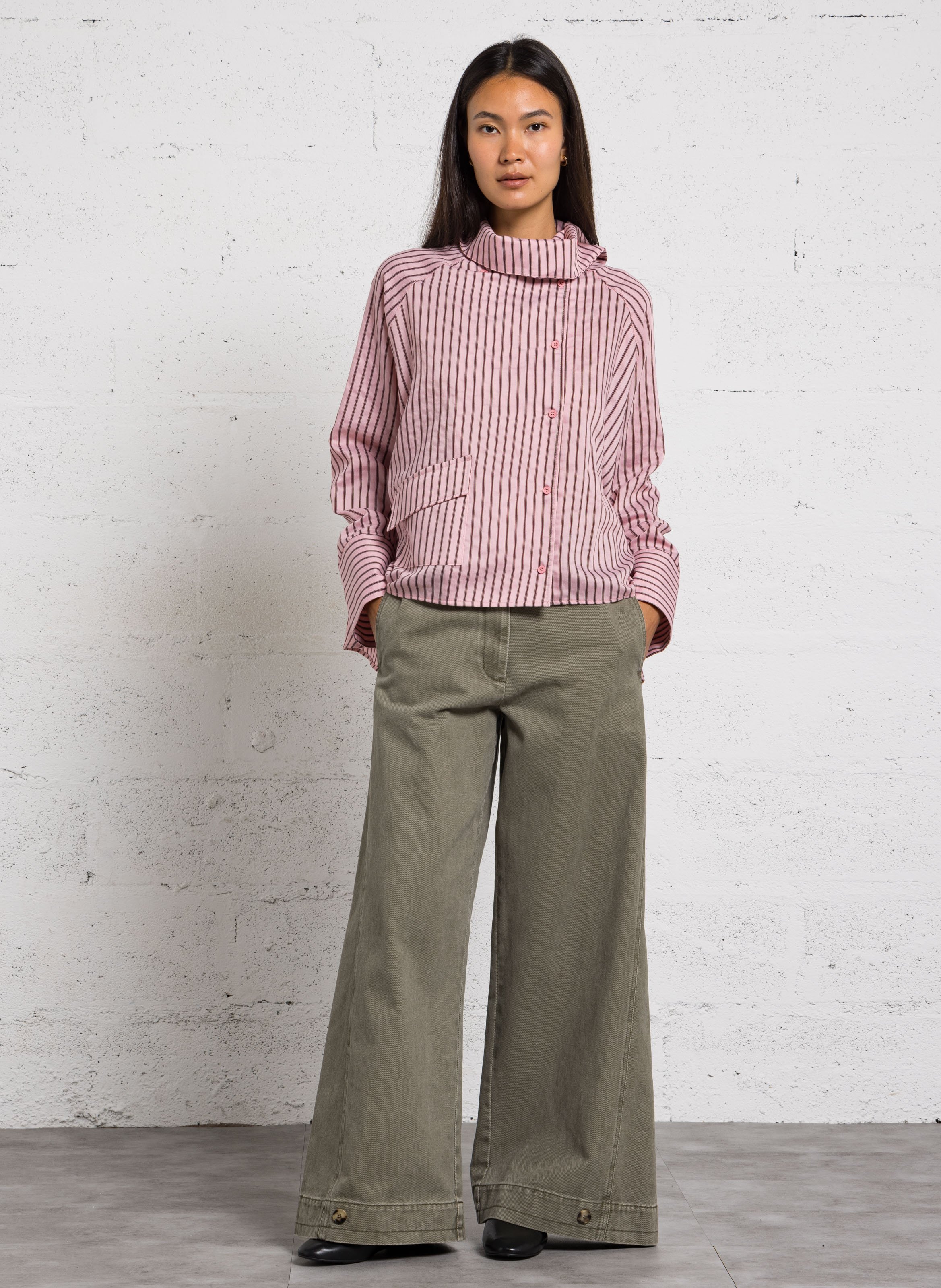 Chemise asymétrique col montant IMPERIAL Rose