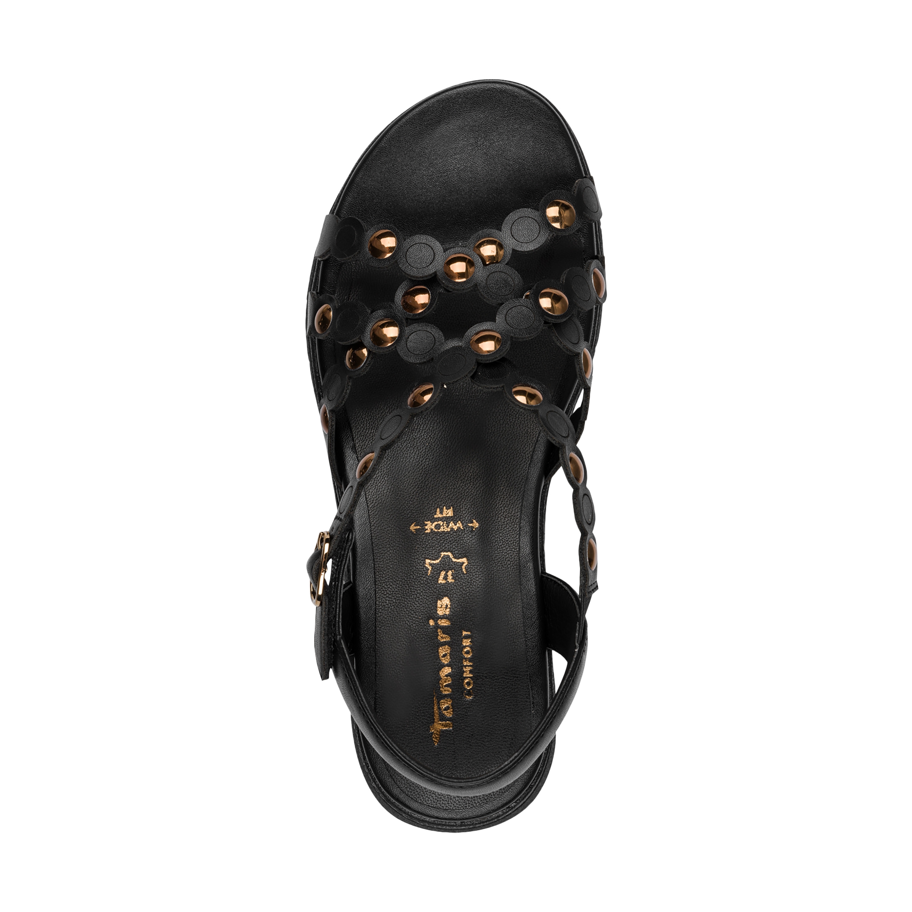 Comfort leather wedge sandals TAMARIS Black