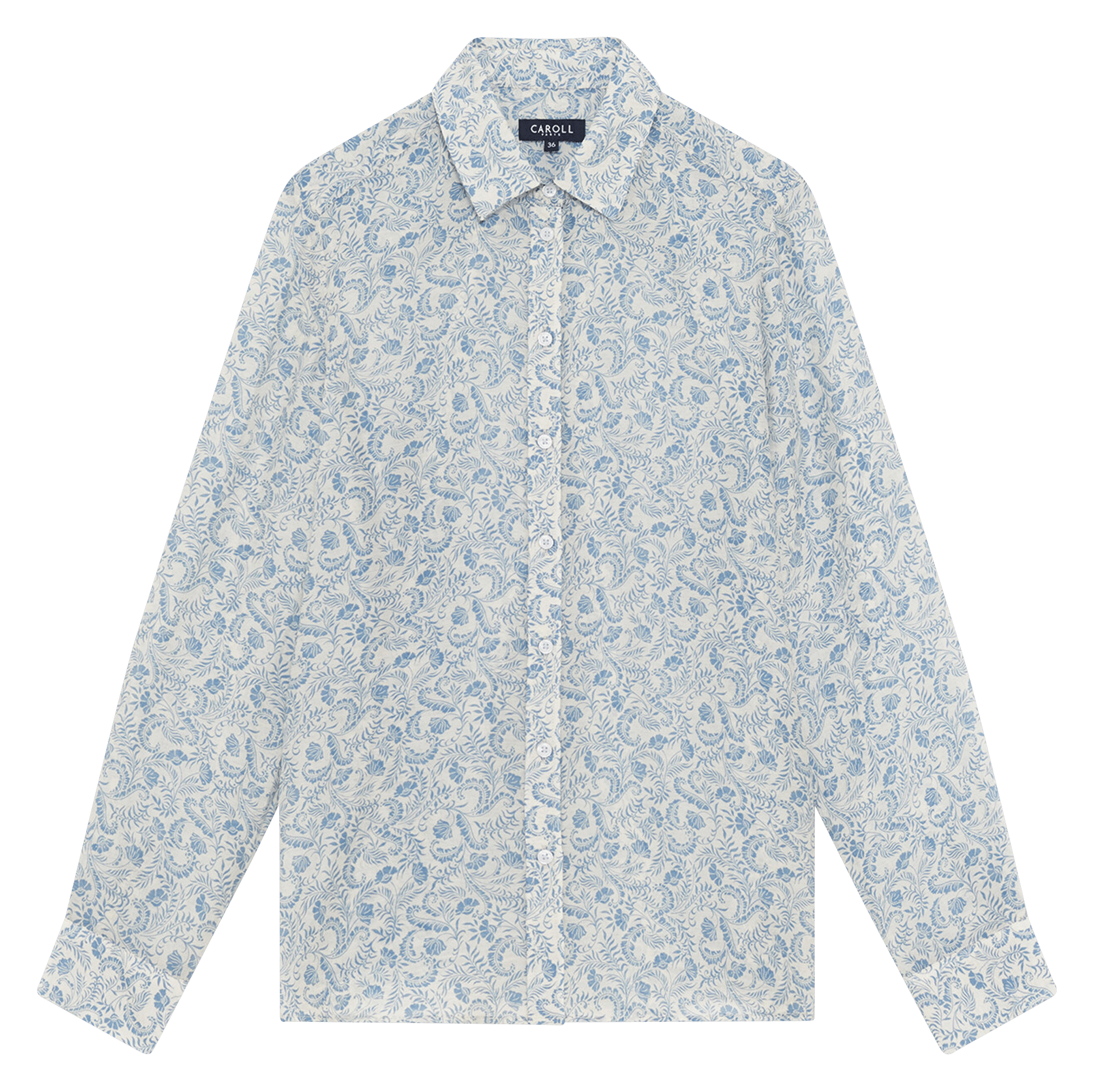 Straight printed shirt with classic collar CAROLL White