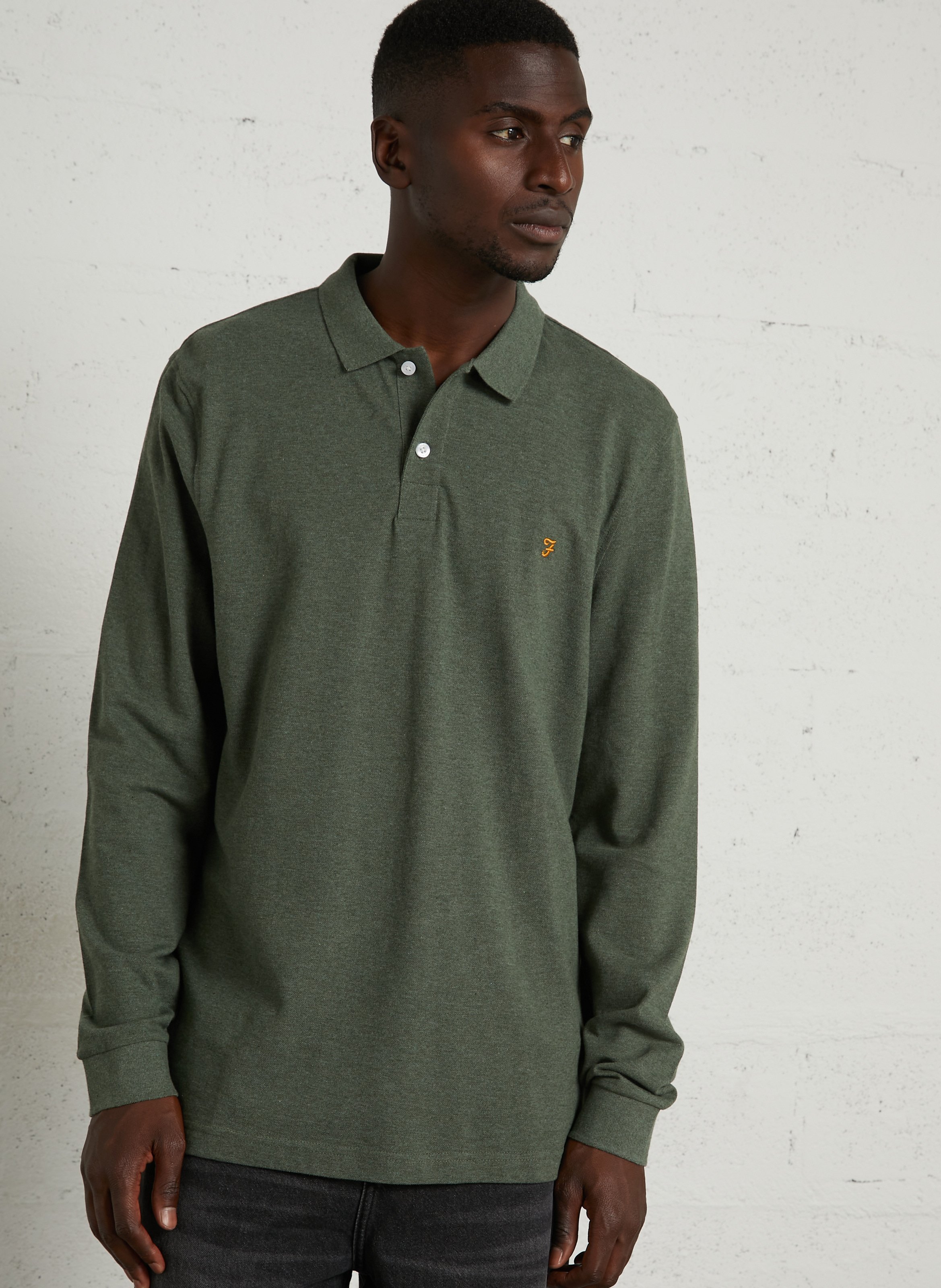 Polo manches longues en coton  FARAH Vert