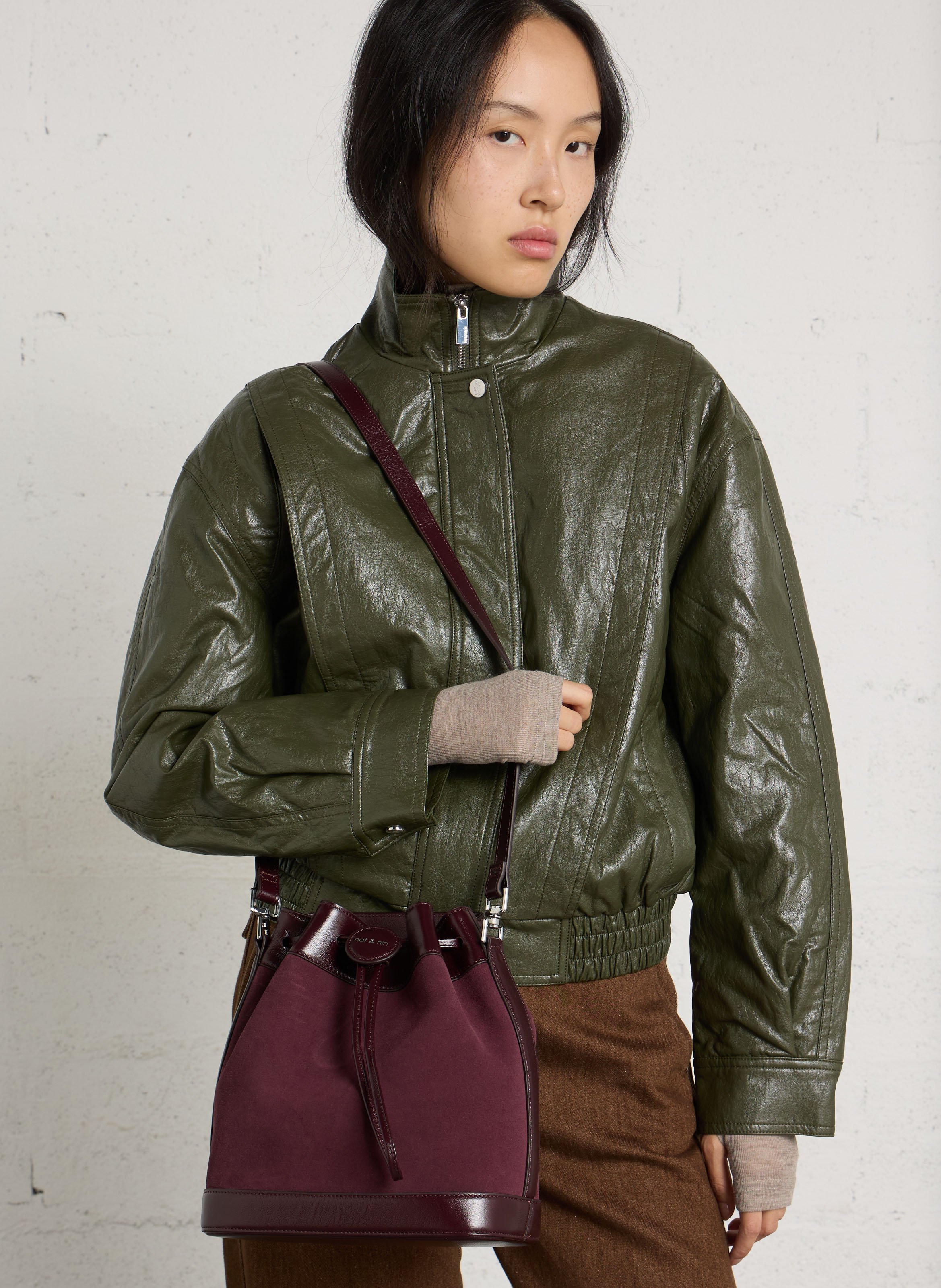 Buideltas van leer NAT & NIN Violet