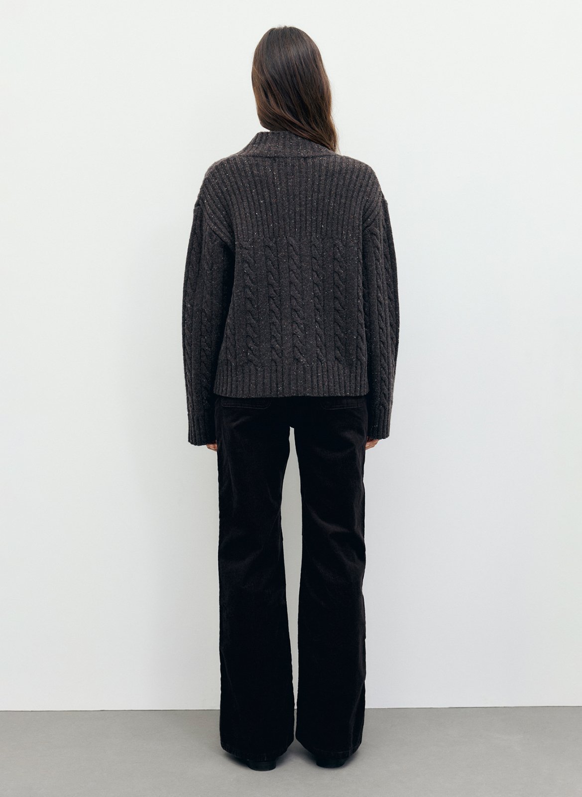 Gilet droit col montant à paillettes en laine GERARD DAREL Marron