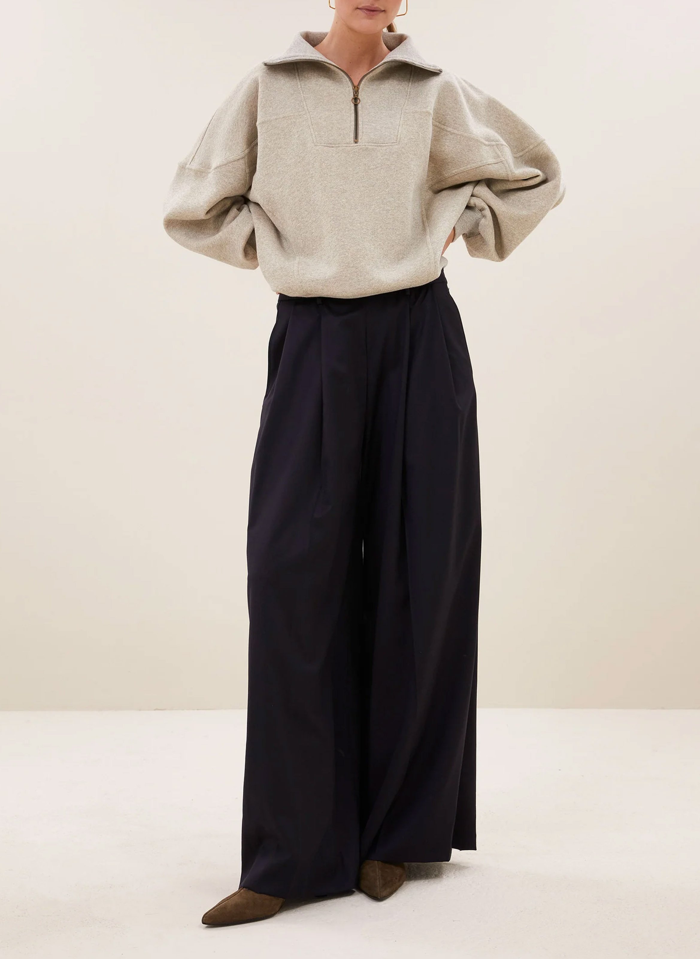 Sweat col montant zippé uni BY BAR Doré