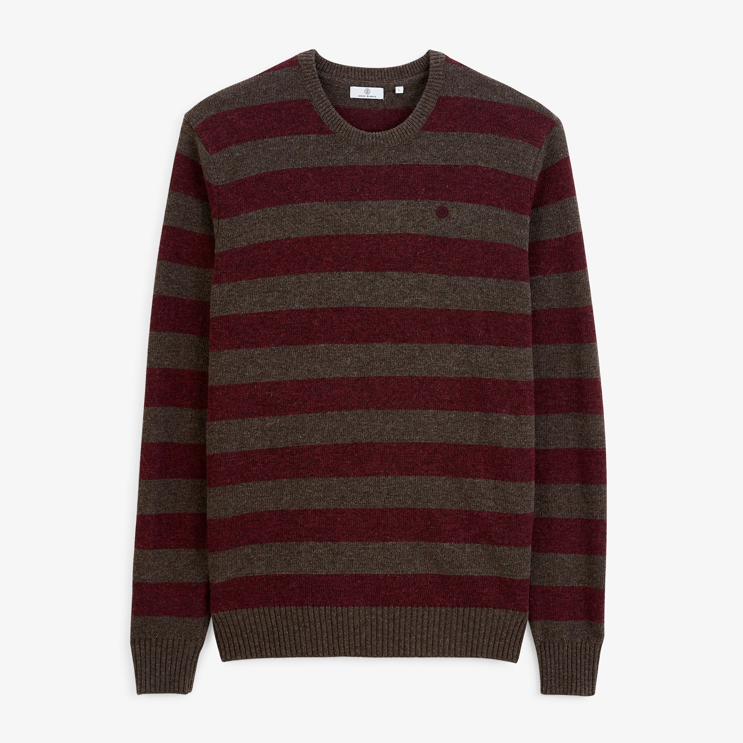 Mirzan Brownie Brown Striped Wool Crew-Neck Sweater SERGE BLANCO Brown