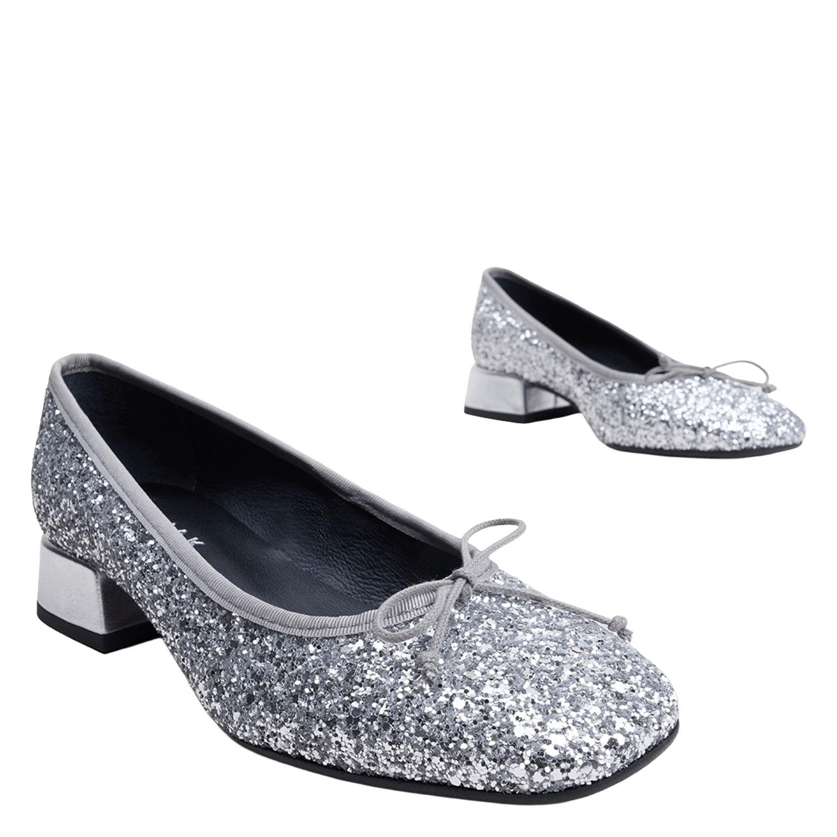 Ballerina's met ronde neus en pailletten JONAK Zilver