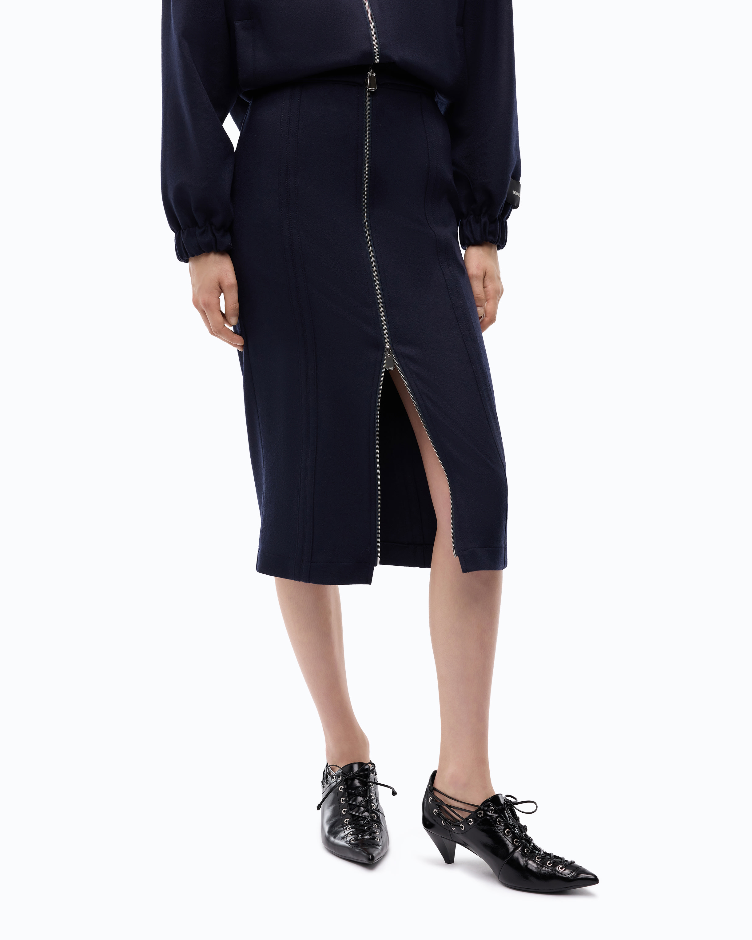 Jupe crayon en flanelle PINKO Bleu