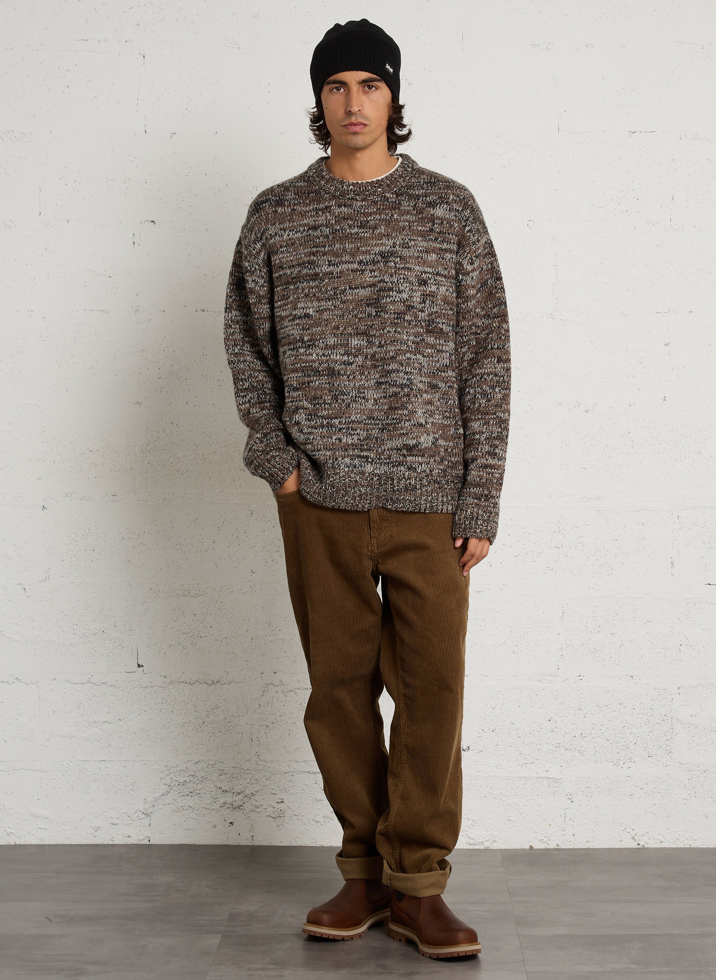 Jean droit velours côtelé en coton MINIMUM Marron