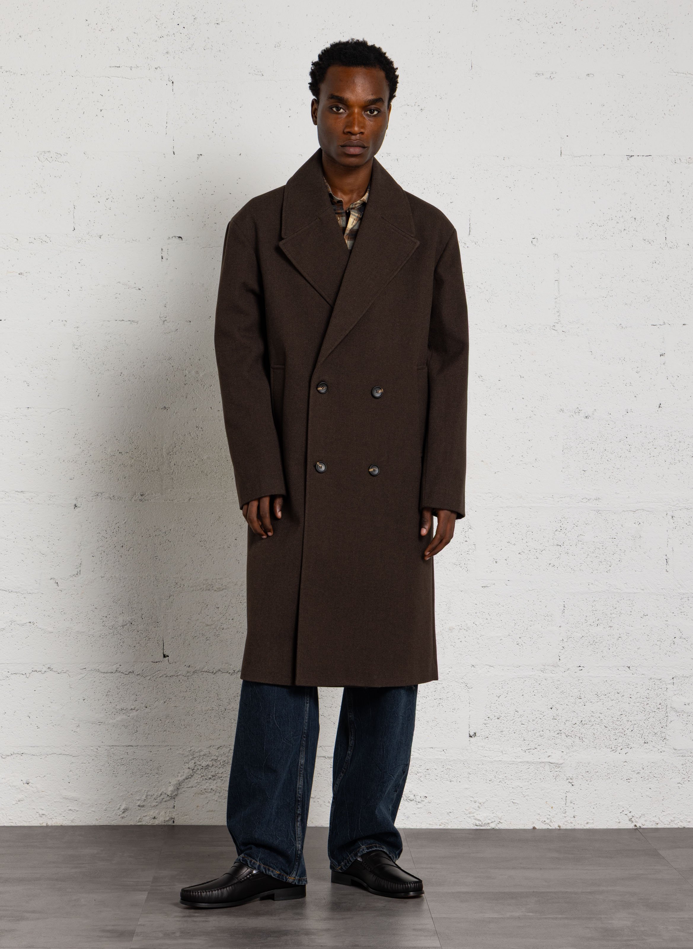Manteau long col tailleur à double-boutonnage IMPERIAL Marron