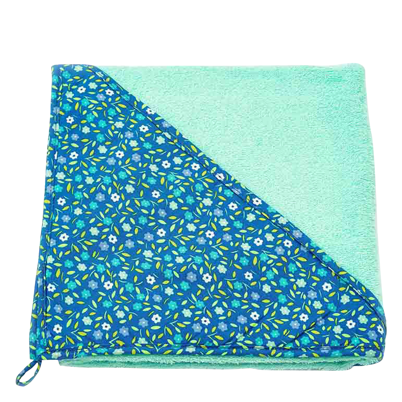 Cape de bain imprimé fleuri en coton  PETIT PAN Bleu