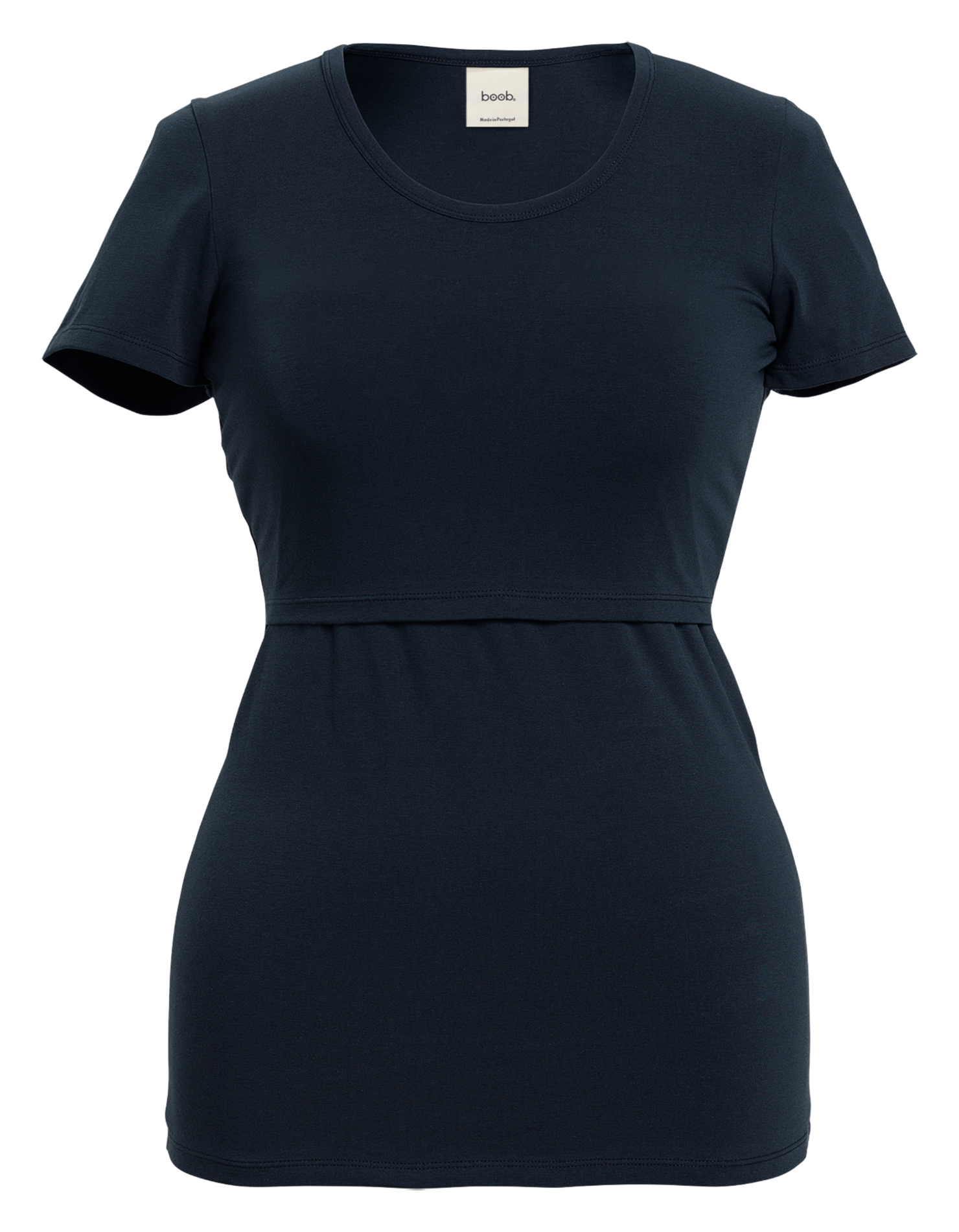 Cotton-blend round-neck maternity and nursing T-shirt BOOB Blue