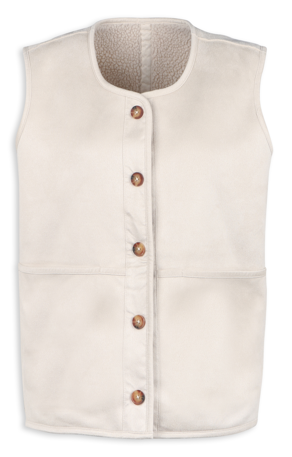 Omkeerbaar jasje van sherpa met ronde hals LAB DIP Beige