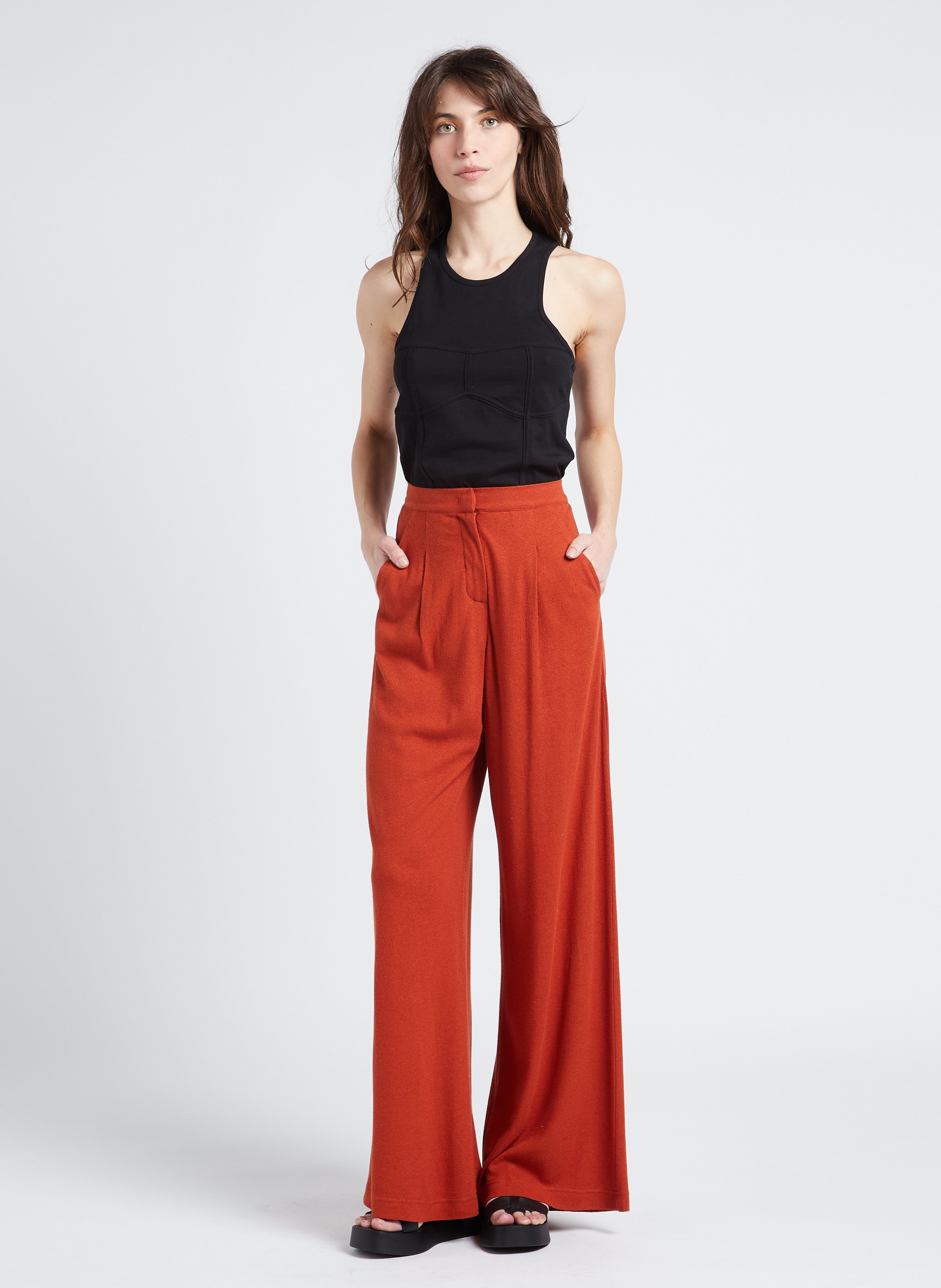 Wide-leg high-waisted linen-blend pants MAX MARA LEISURE Golden