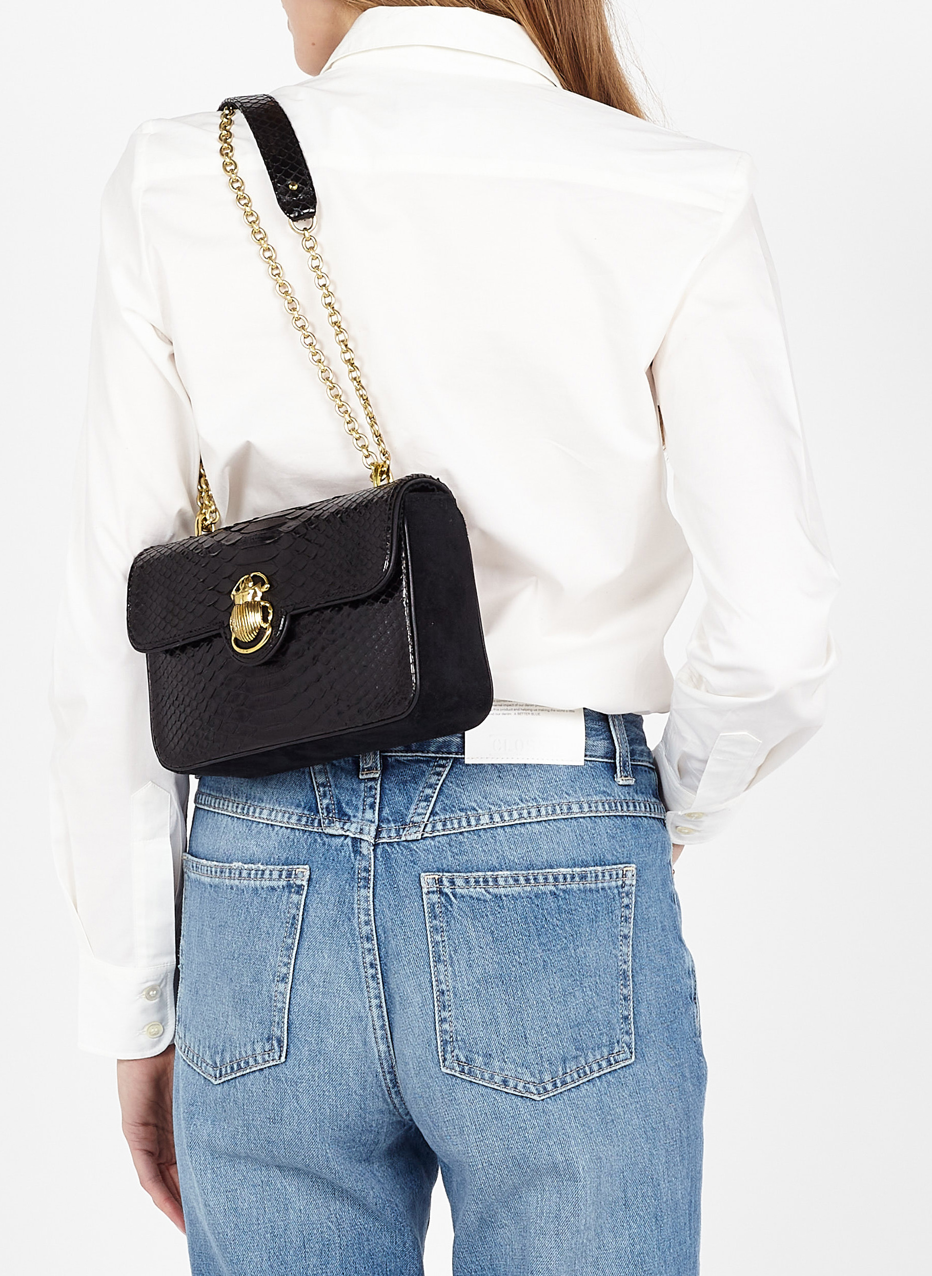 Sac bandoulière en cuir de python CLARIS VIROT Noir