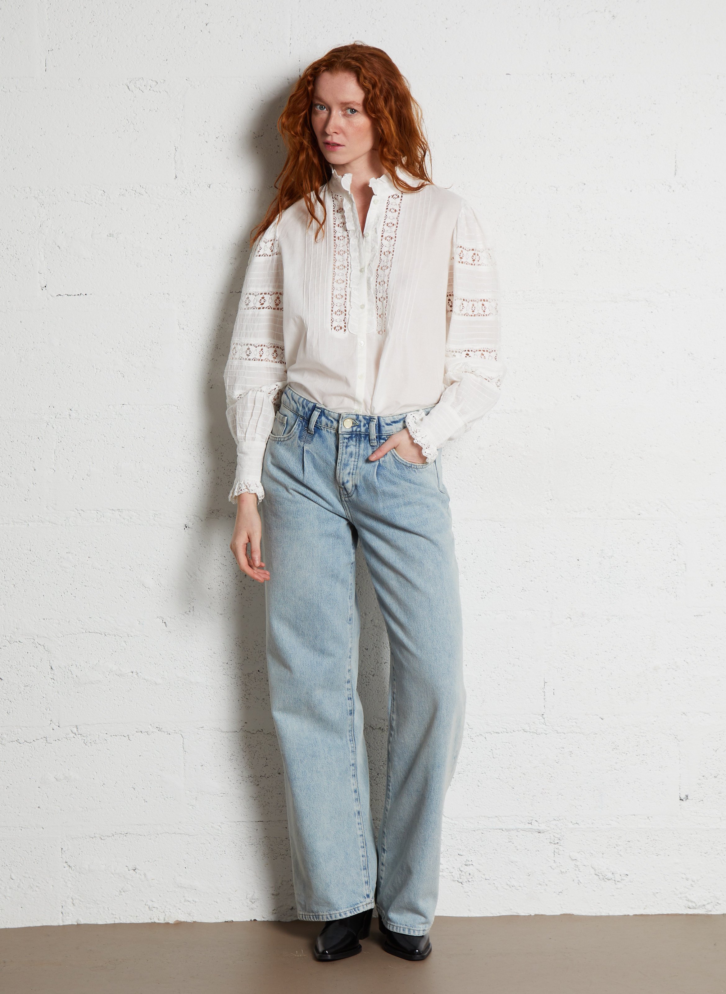 Round-neck cotton blouse ANTIK BATIK Beige