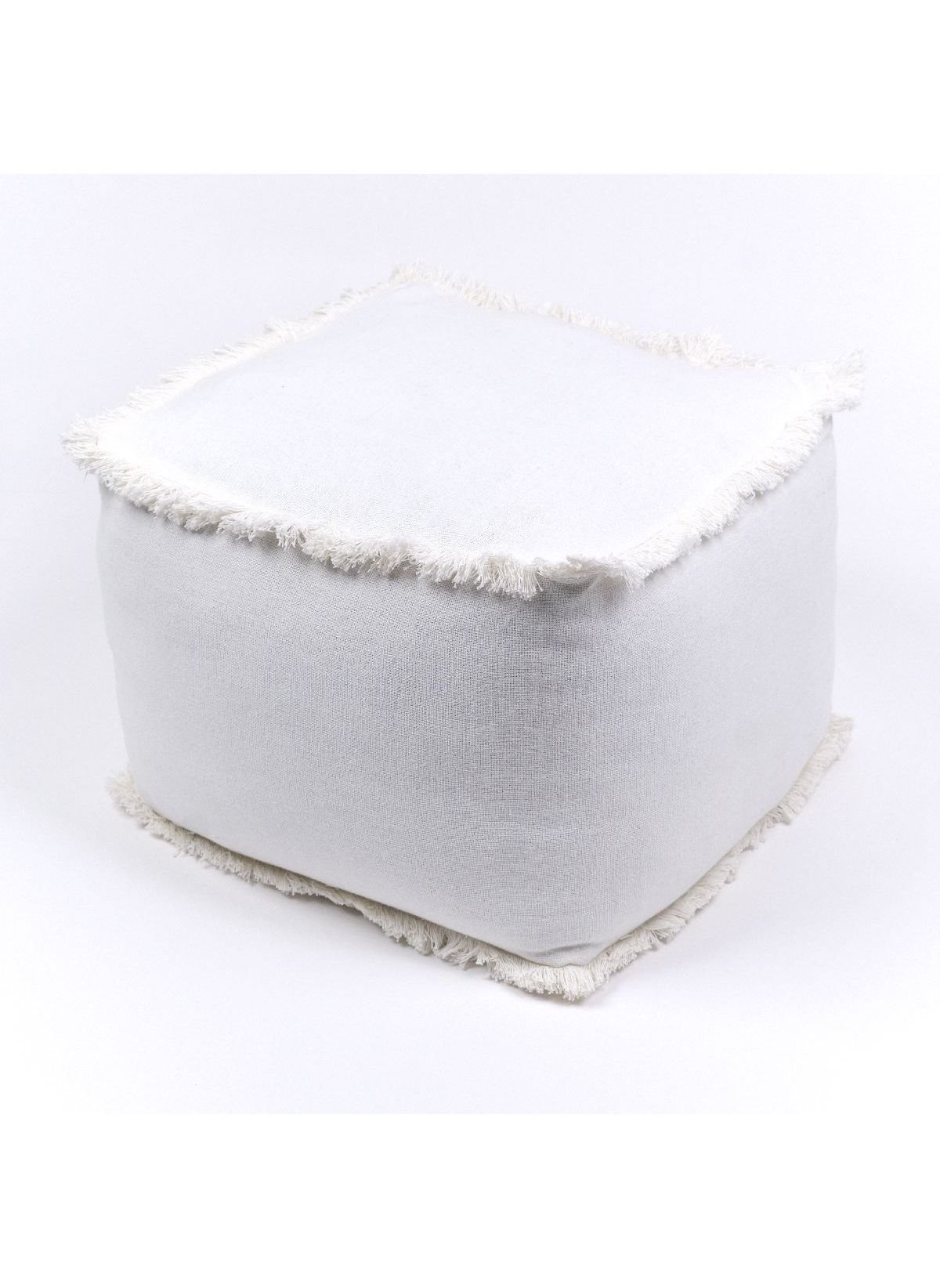 Pouf carré à franges en coton TODAY LINGE DE MAISON Beige