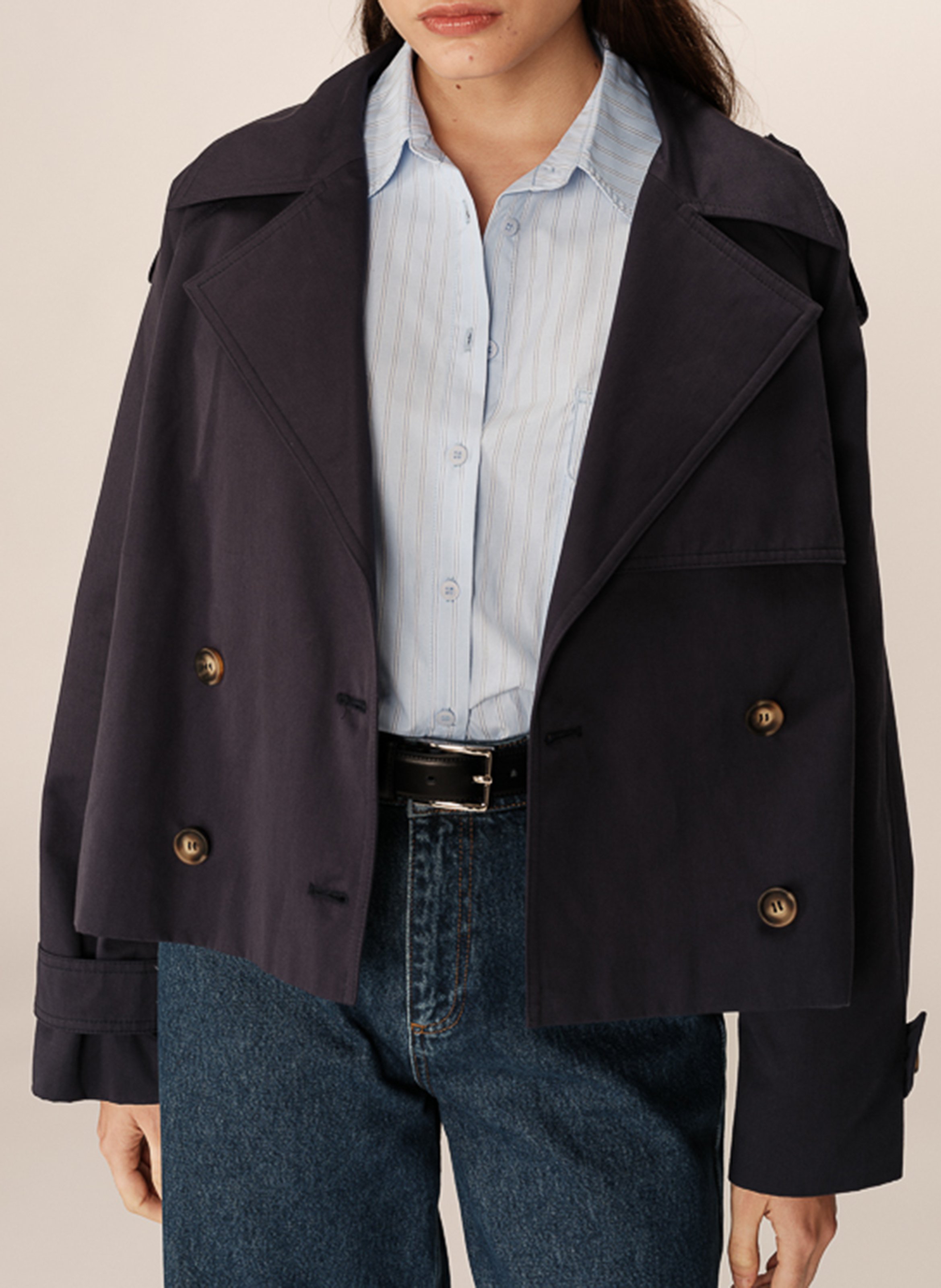 Oversized cotton trench coat GRACE ET MILA Blue