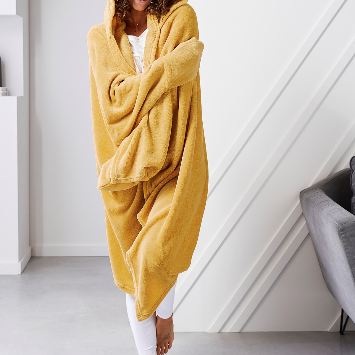 Plain hooded throw TODAY LINGE DE MAISON Yellow