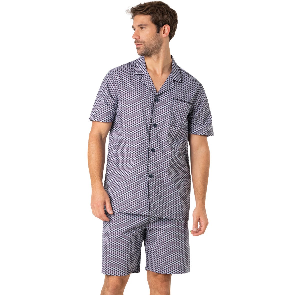 Short open men's poplin pajamas by Eminence EMINENCE Blue