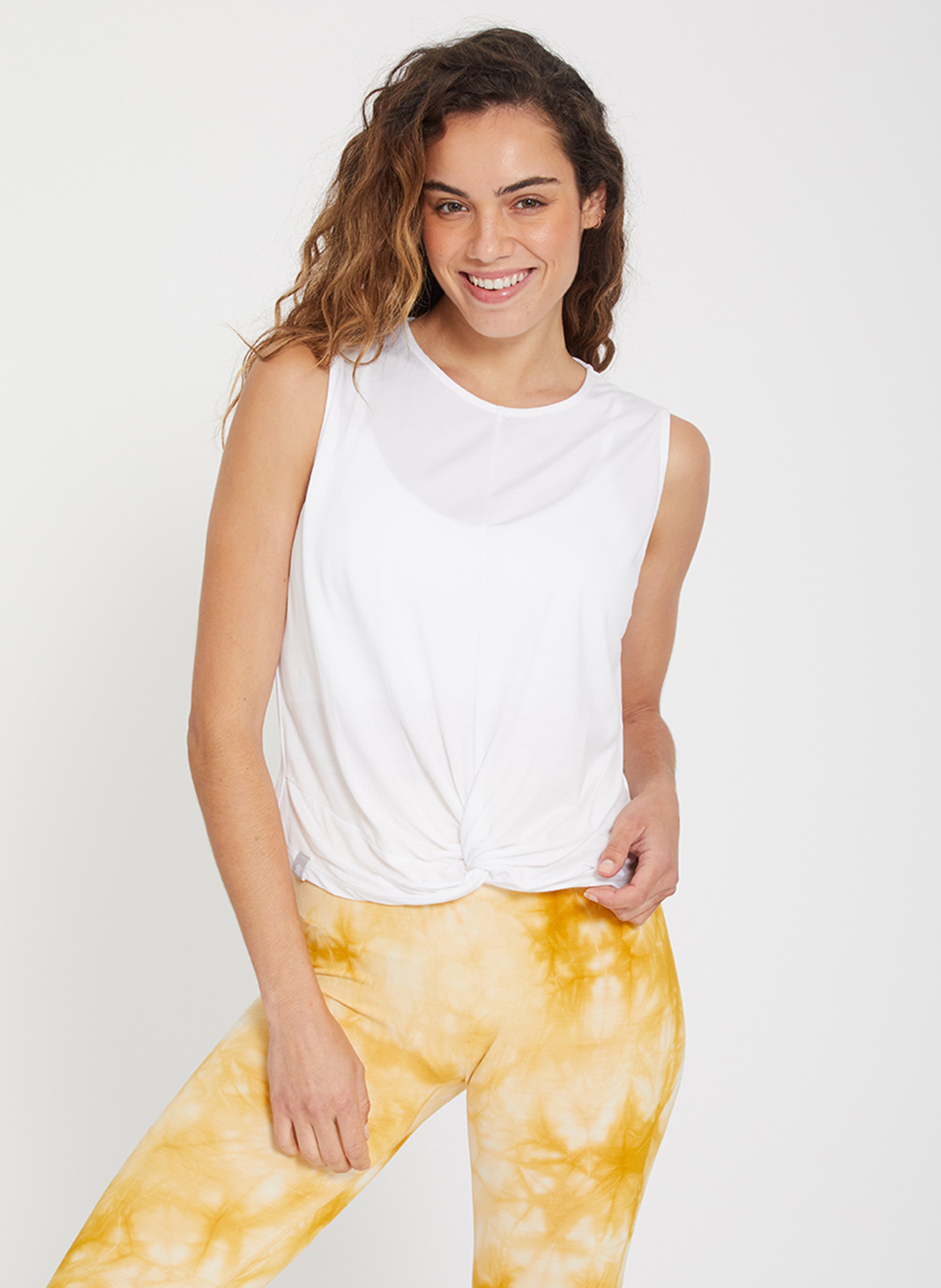 Débardeur de yoga droit en maille fine YOGA SEARCHER Blanc