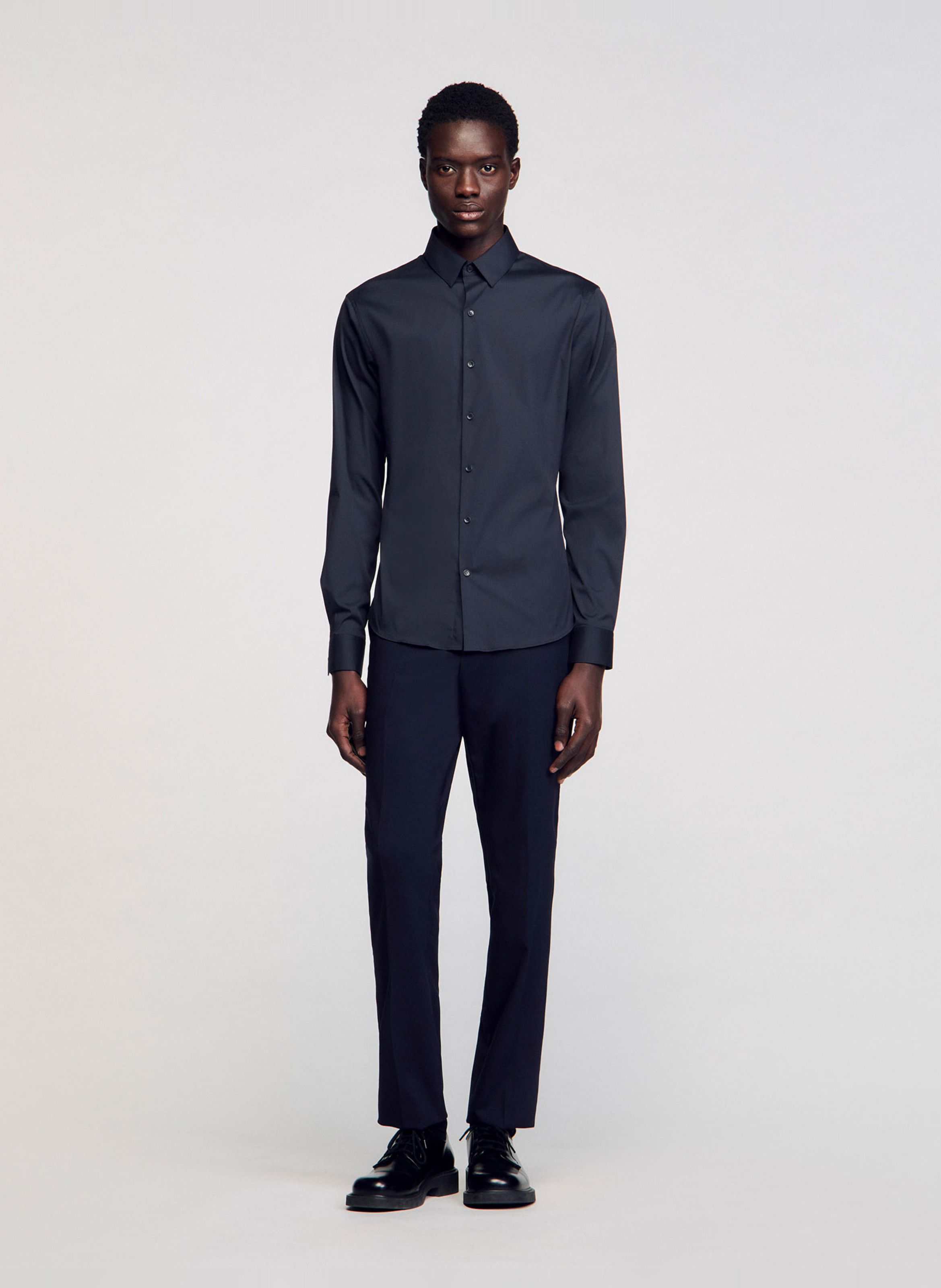 Slim-fit overhemd van stretchkatoen SANDRO Blauw