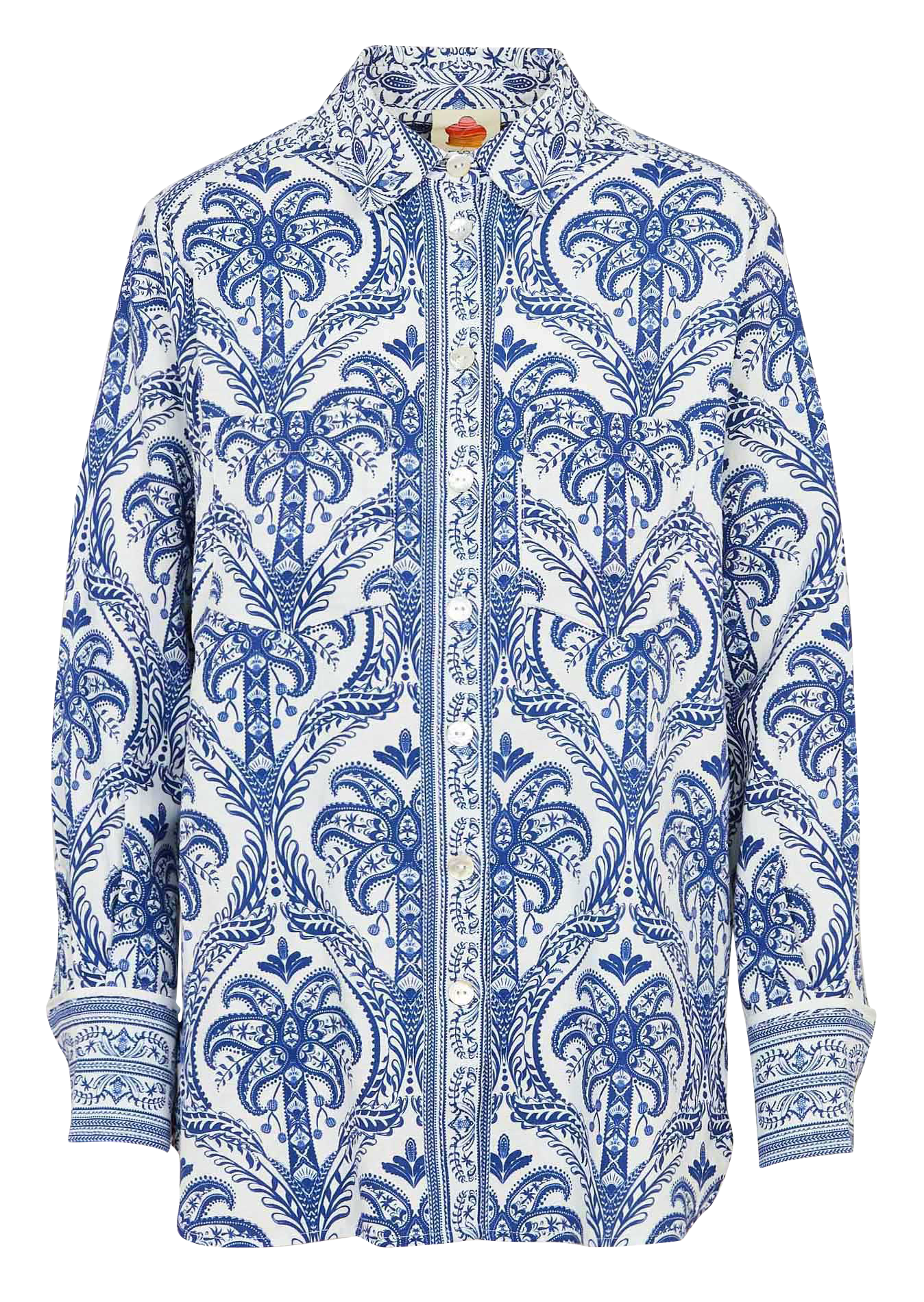 Linen-blend shirt with classic collar FARM RIO Blue