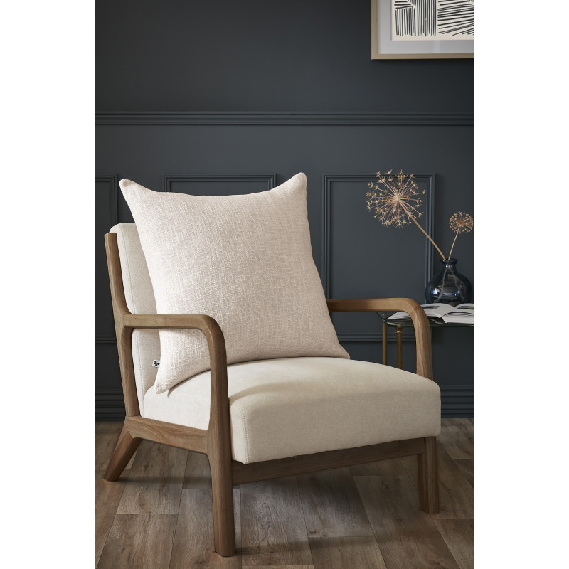 Coussin déco déhoussable 100% coton L'EFFET PAPILLON Beige