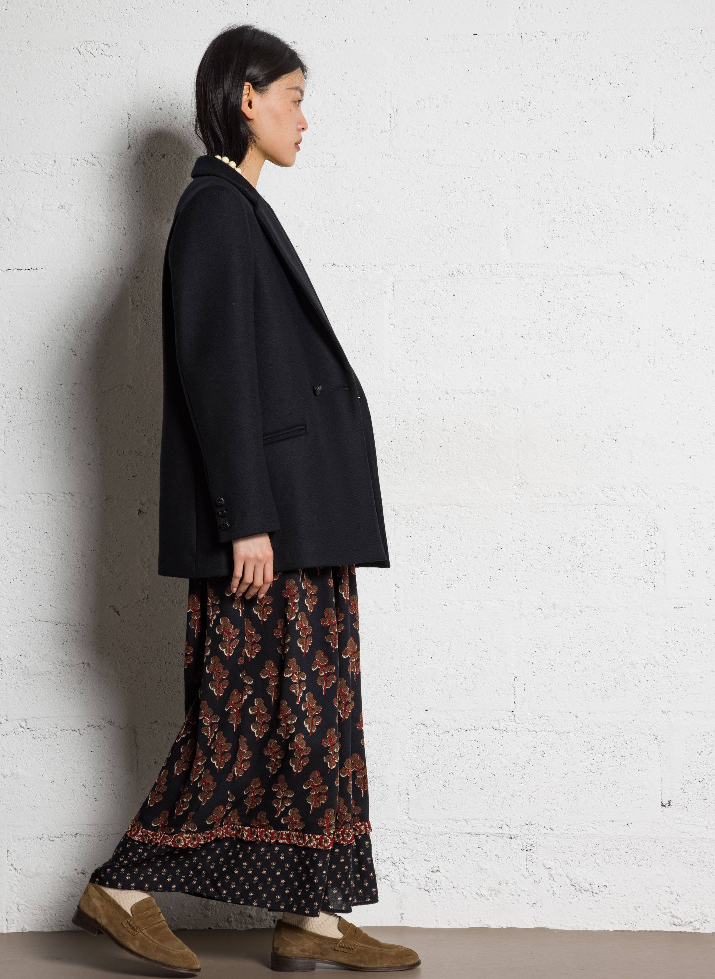 Long floral print viscose dress MAISON HOTEL Black