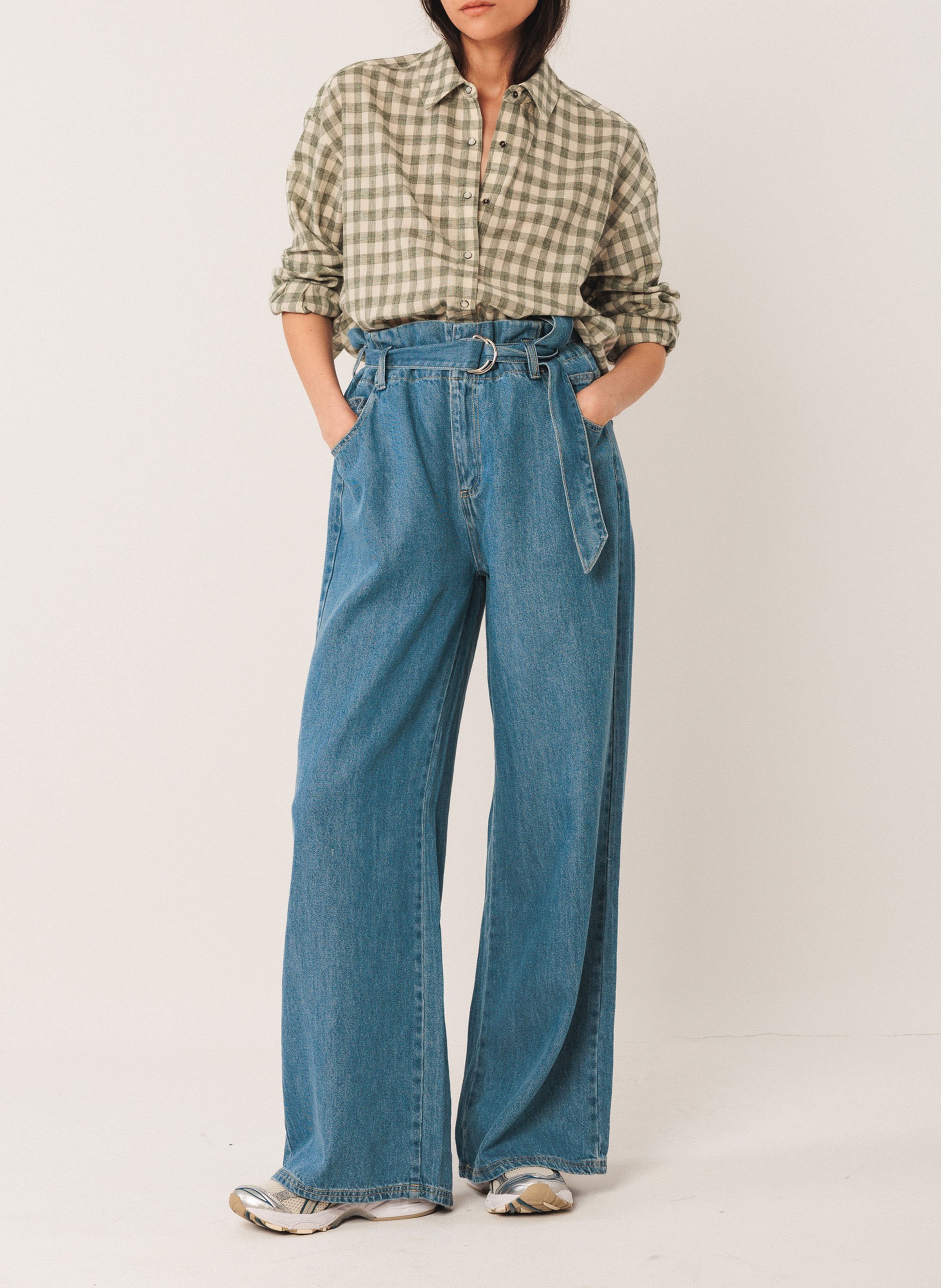 Checked button-up shirt INDI & COLD Khaki