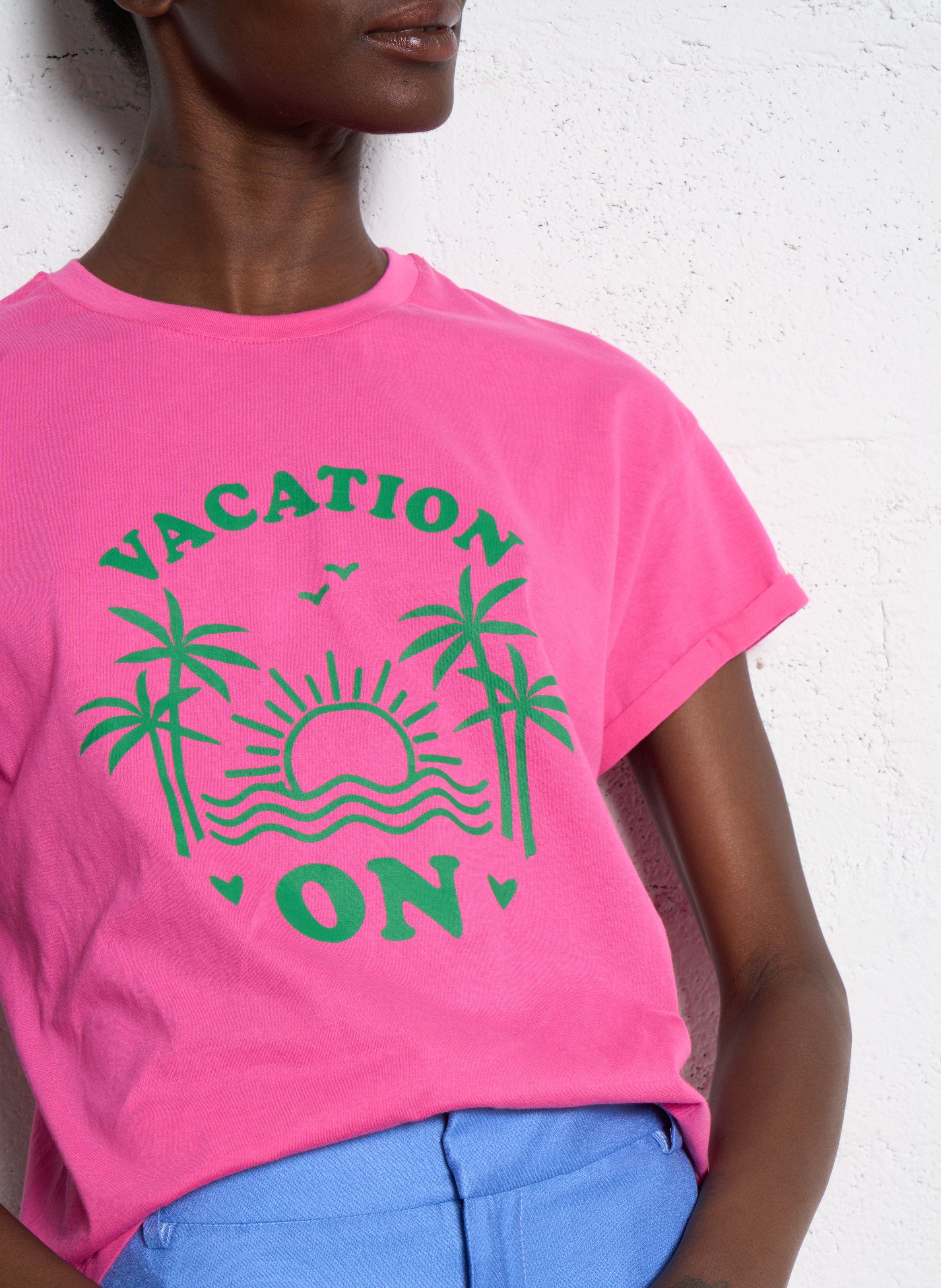 Tee-shirt droit en coton I CODE Rose