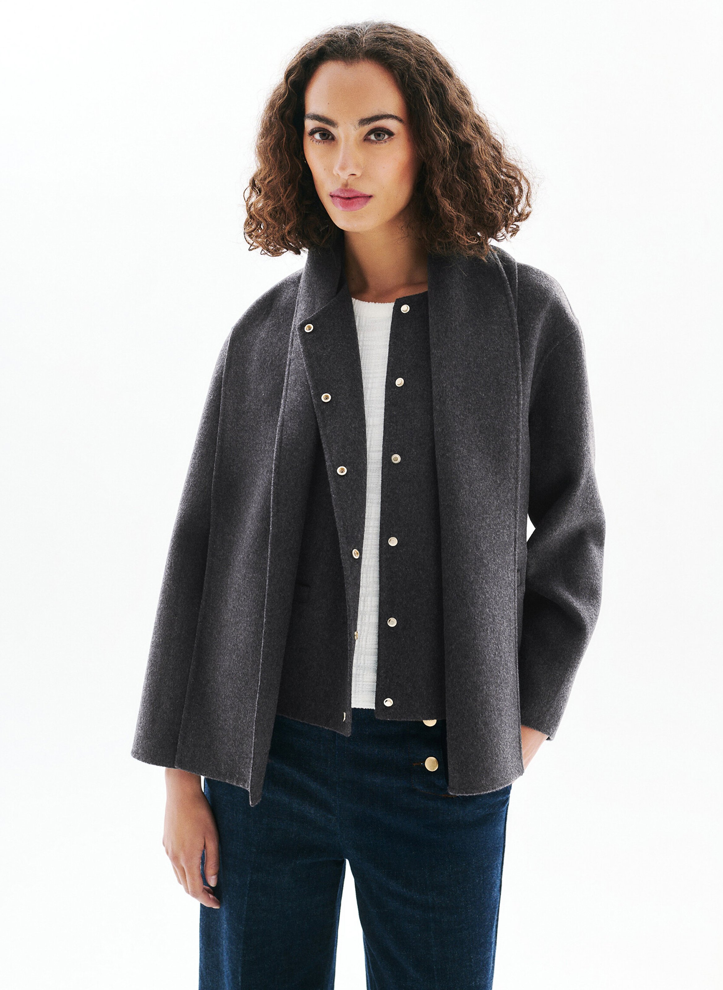 Straight jacket in recycled blended wool CAROLL Grey