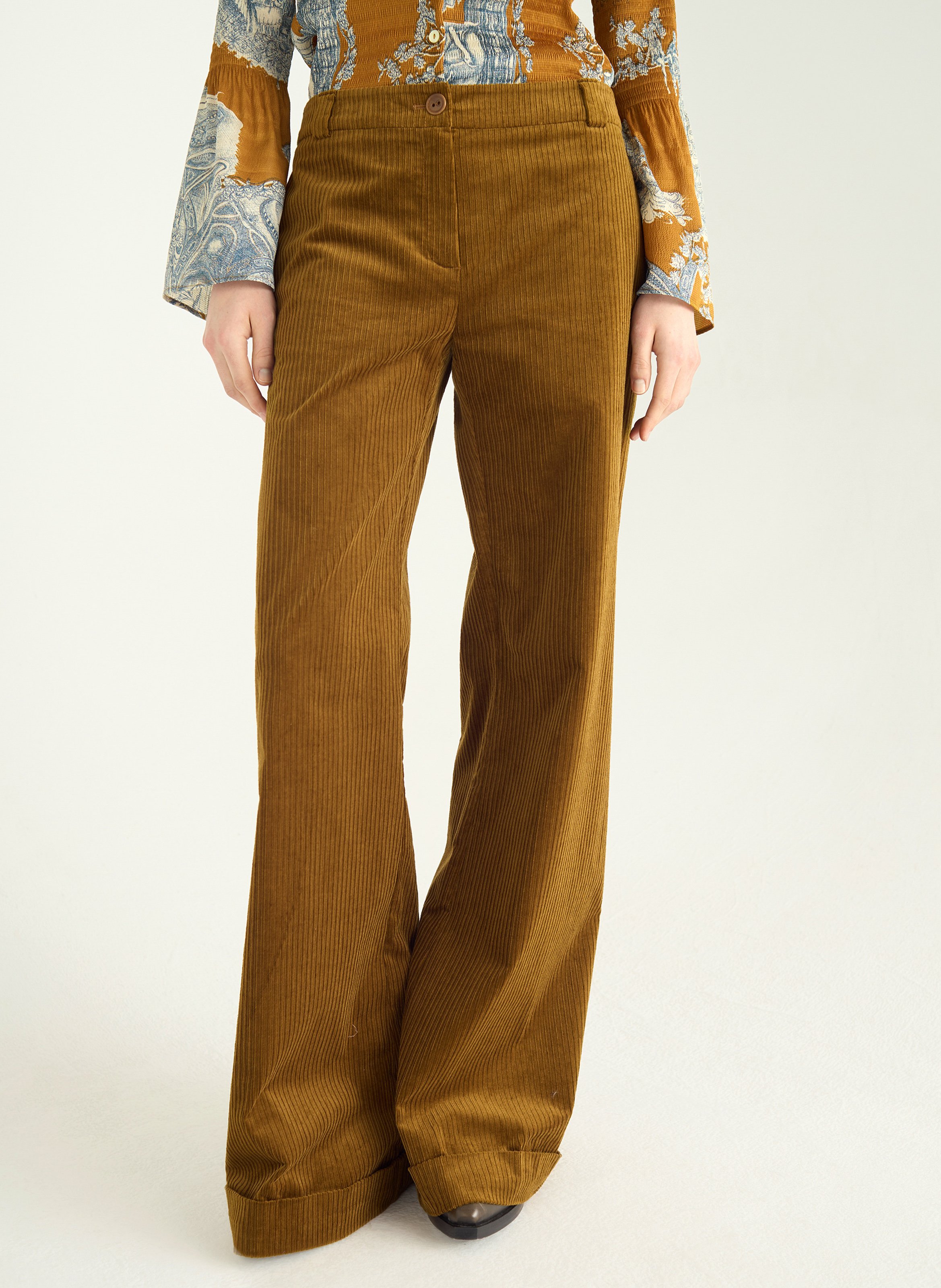 Flared corduroy pants COTELAC Brown