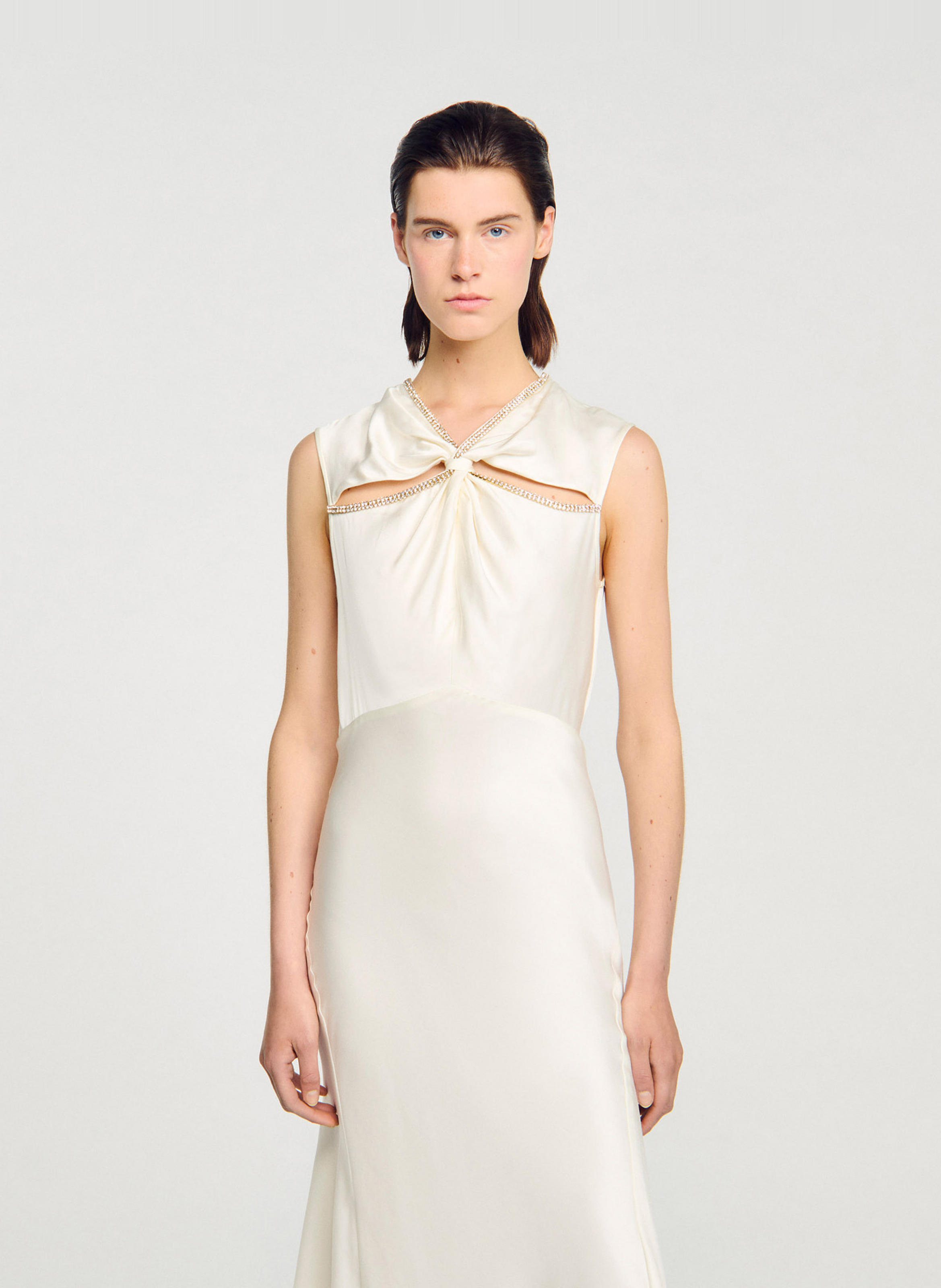 Lange, glanzende jurk SANDRO Wit