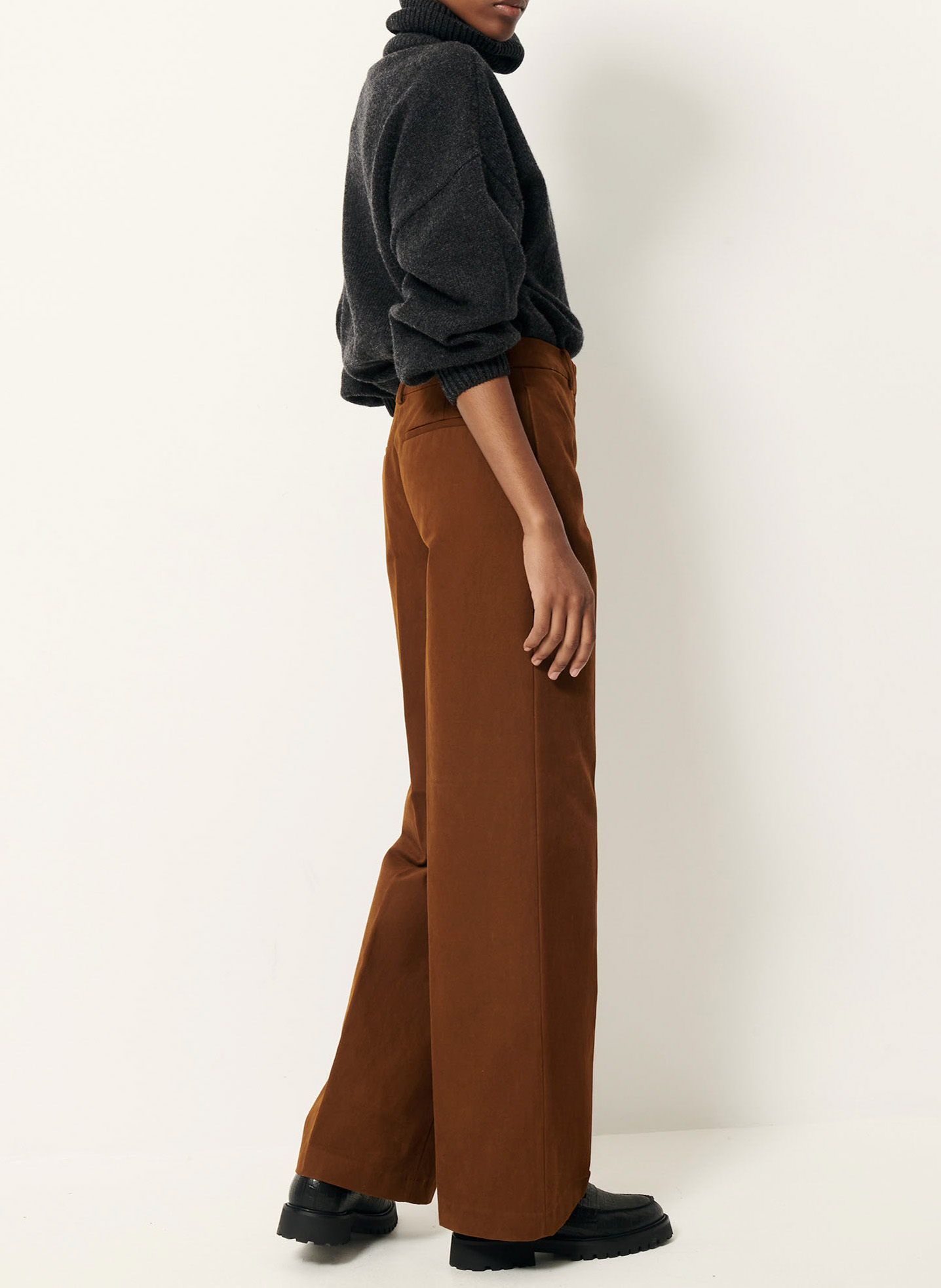 Pantalon droit en coton mélangé SESSUN Marron