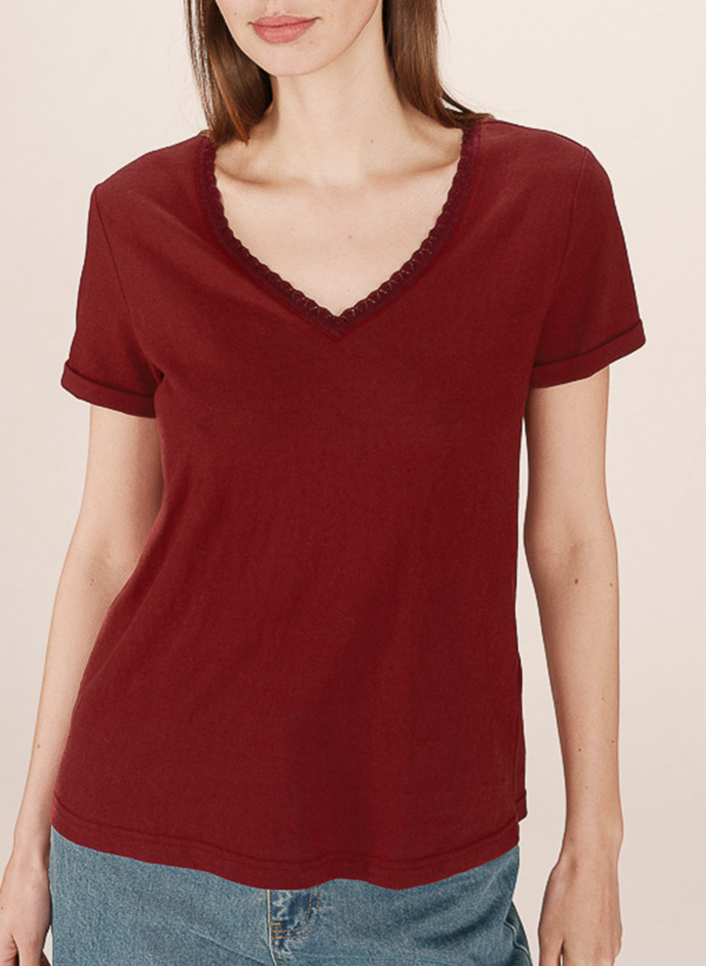 Basic cotton-mix T-shirt GRACE ET MILA Red