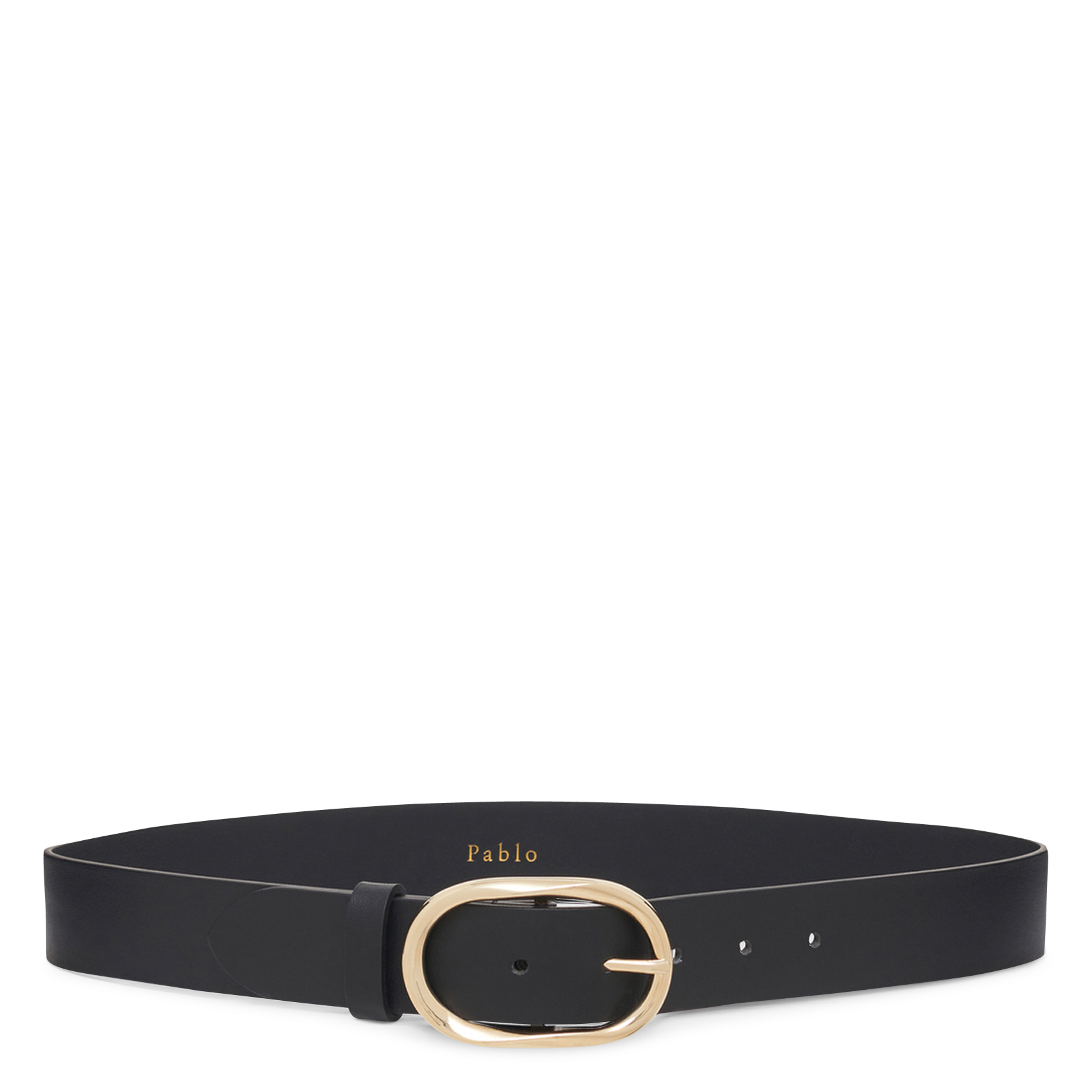 Gordel met gedraaide gesp van leer PABLO Zwart