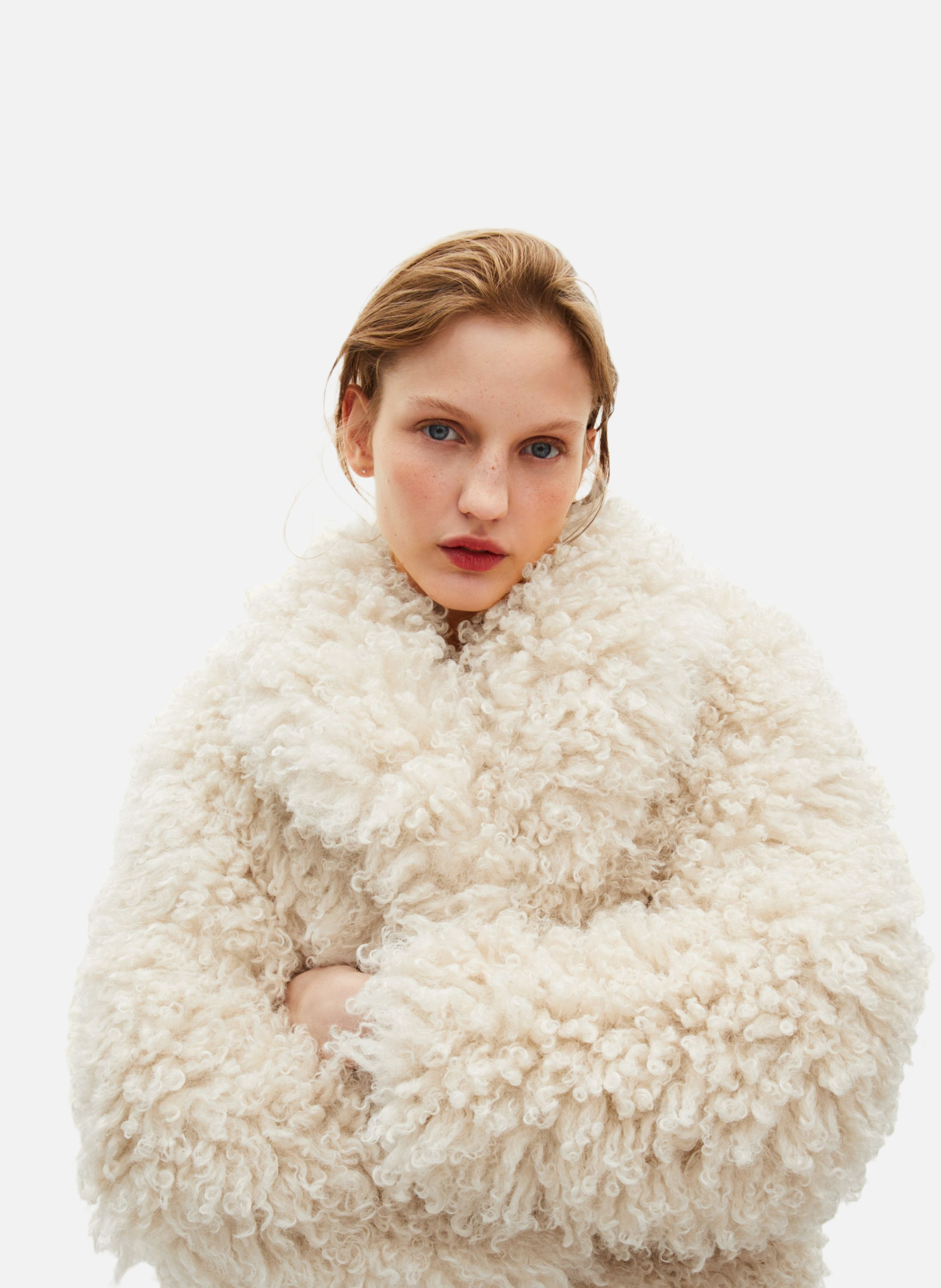 Fur-effect coat THE KOOPLES Beige