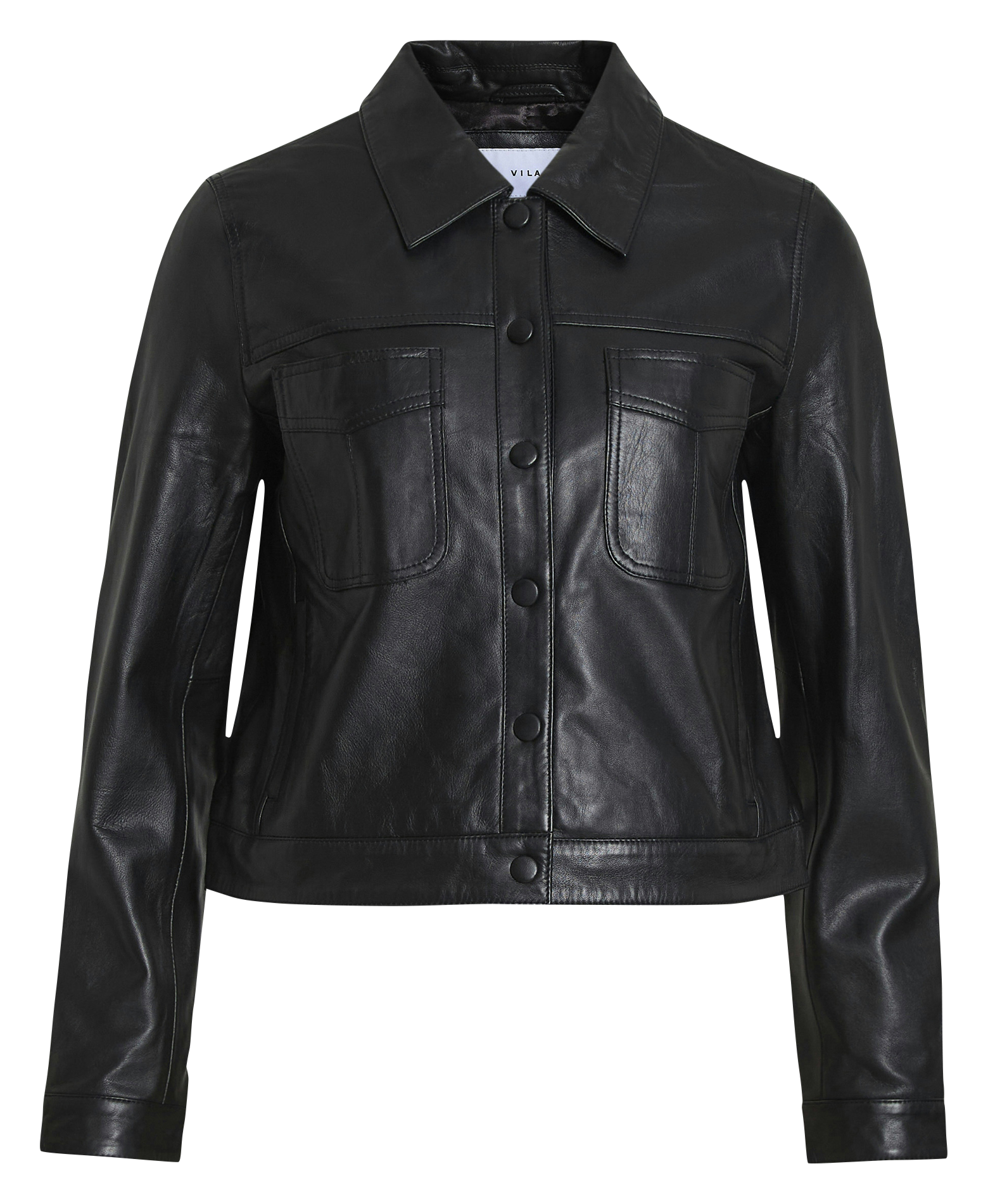Veste col classique en cuir VILA Noir